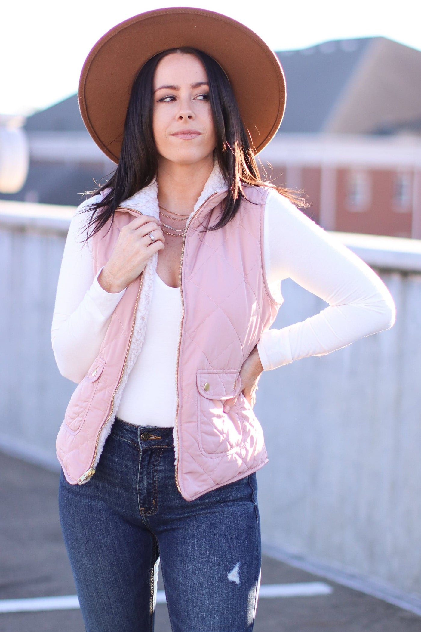Blush / S Norridge Reversible Sherpa Quilted Vest - FINAL SALE - Madison and Mallory