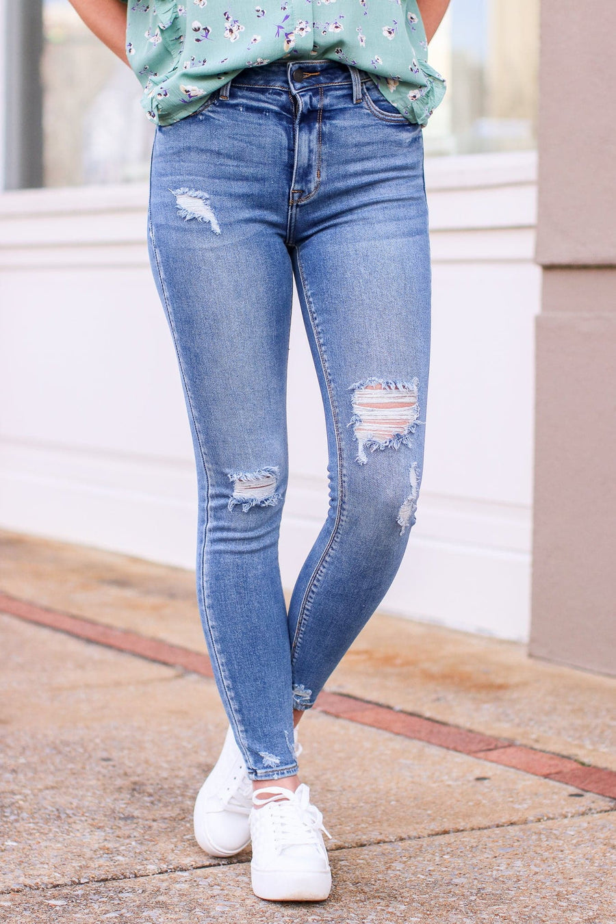1 / Medium Jaslynn High Rise Distressed Jeans - FINAL SALE - Madison and Mallory