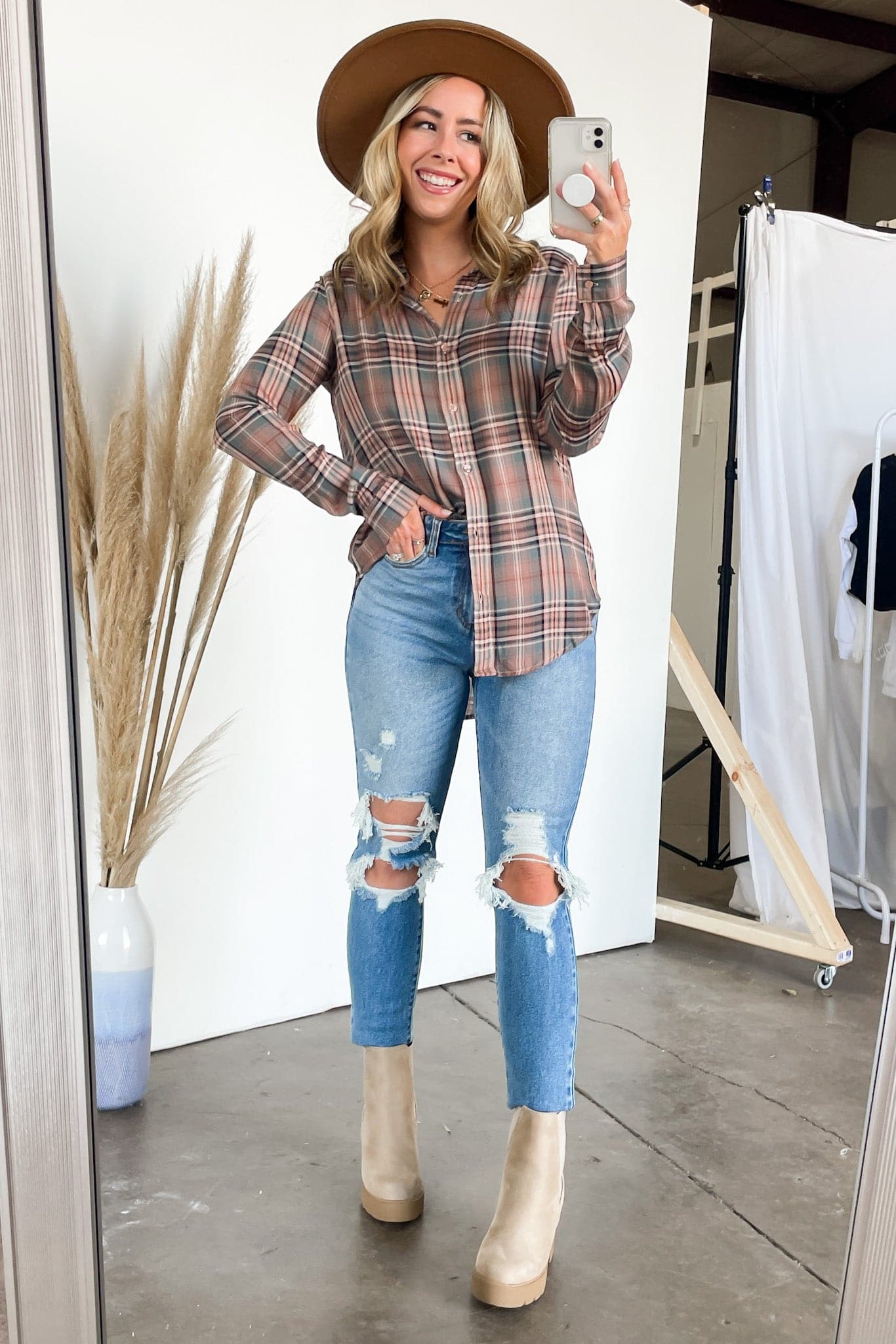  Izarah Plaid Button Down Top - FINAL SALE - Madison and Mallory