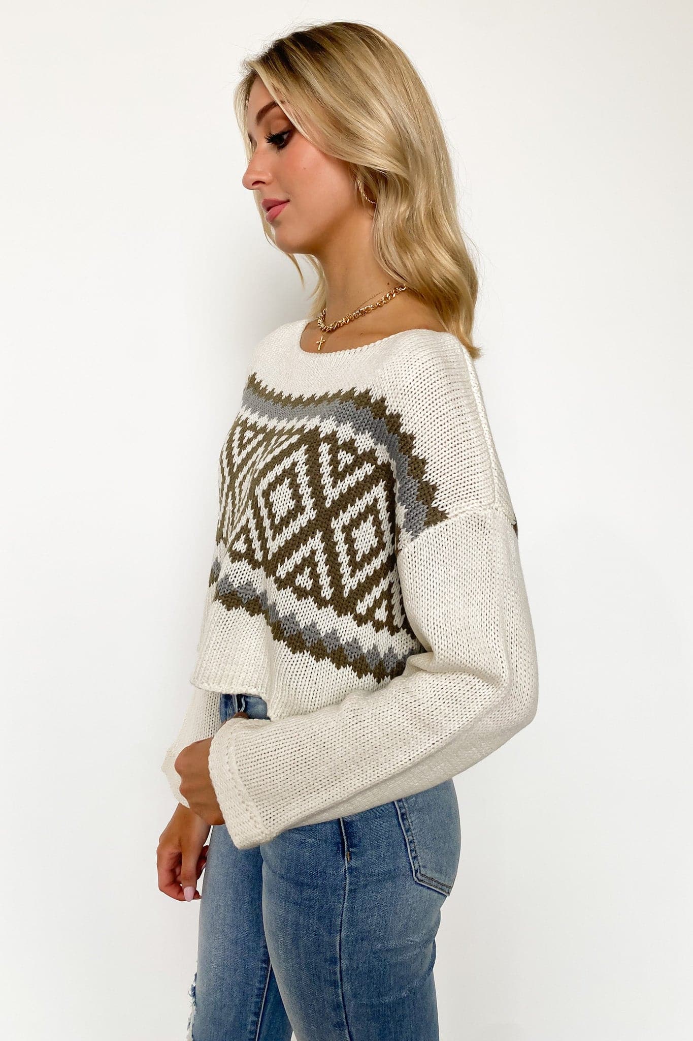  Shanica Geometric Print Knit Sweater - FINAL SALE - Madison and Mallory