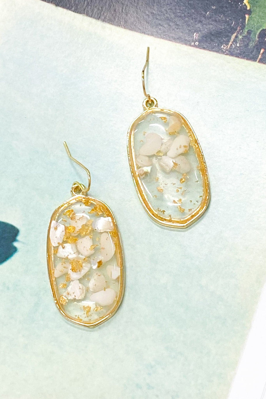 White Pattona Acrylic Detail Drop Earrings - Madison and Mallory