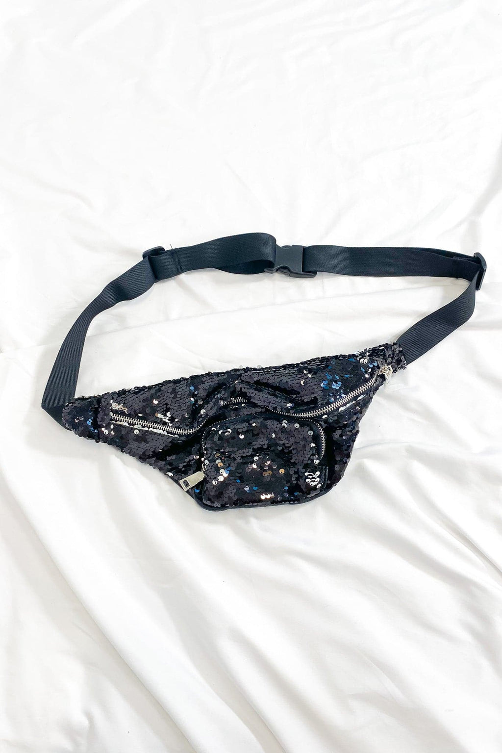 Black Major Moves Sequin Embellished Fanny Pack - FINAL SALE - Madison and Mallory