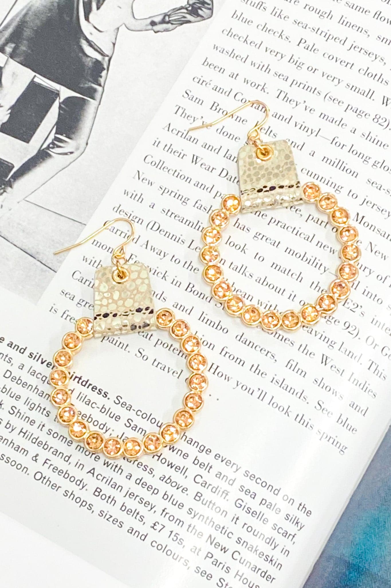 Peach Easy Win Crystal Beaded Circle Drop Earrings - Madison and Mallory