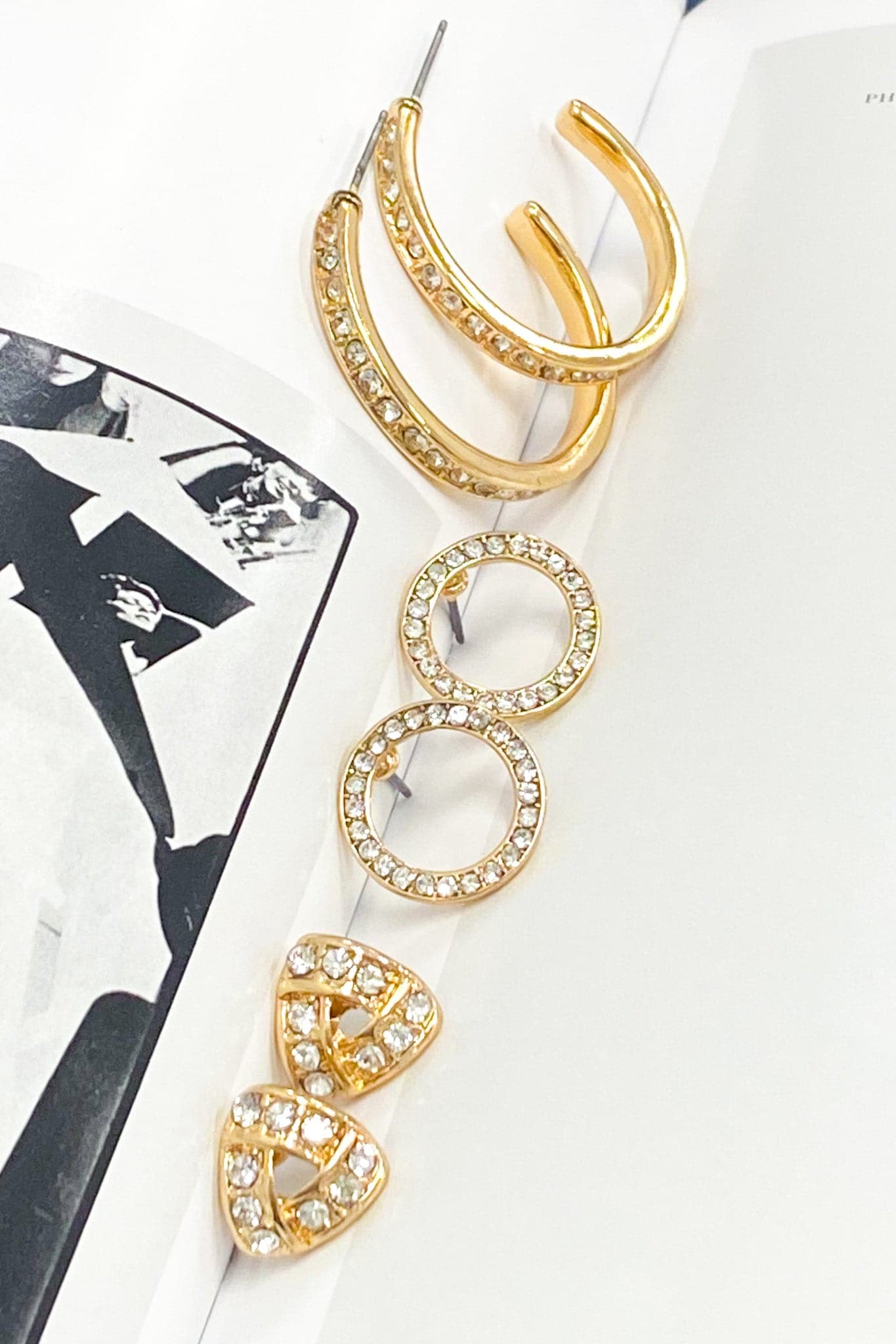 Gold Moryson Crystal Hoop and Stud Earring Set - Madison and Mallory