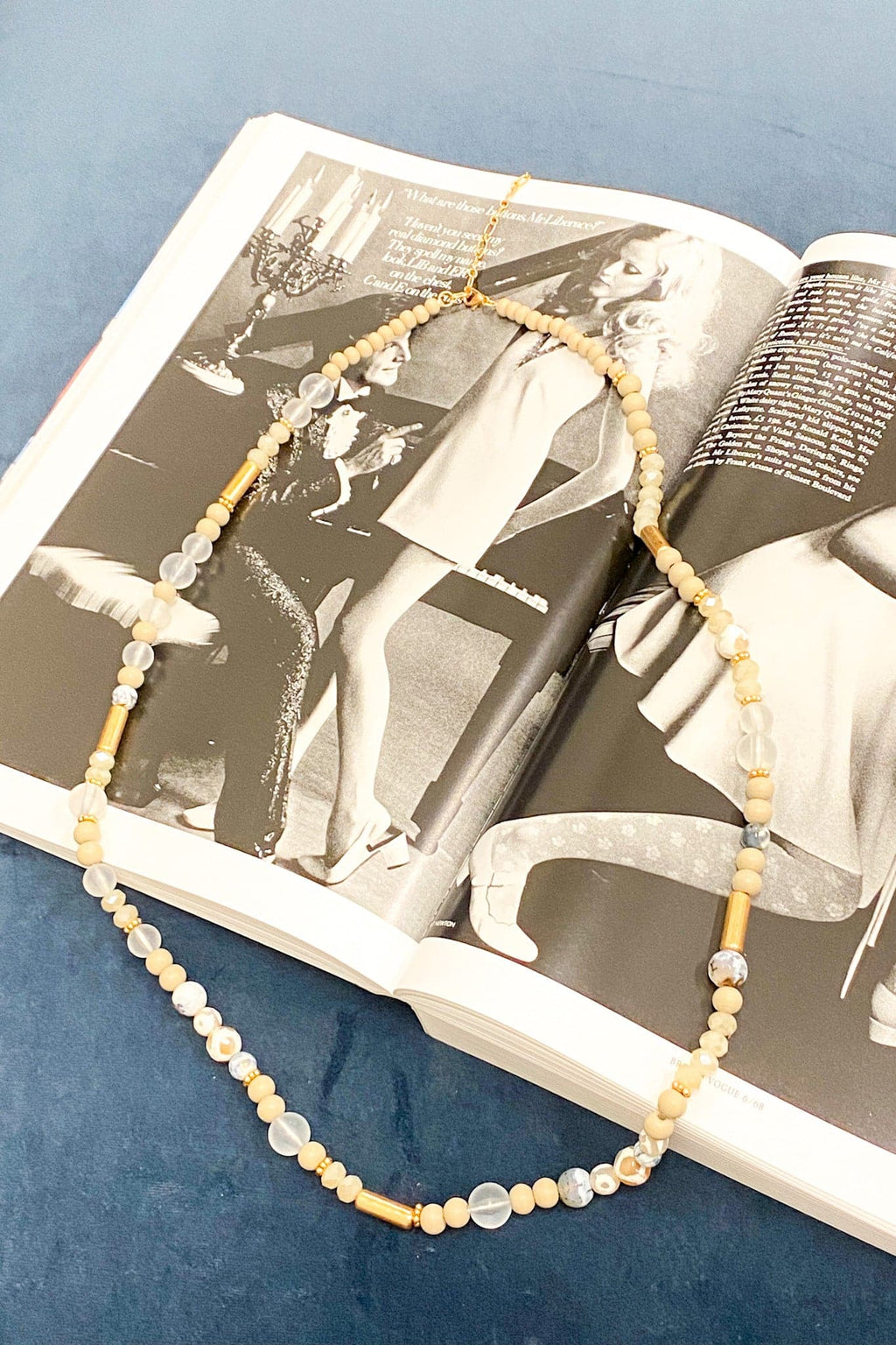 Beige Salidah Long Beaded Necklace - FINAL SALE - Madison and Mallory