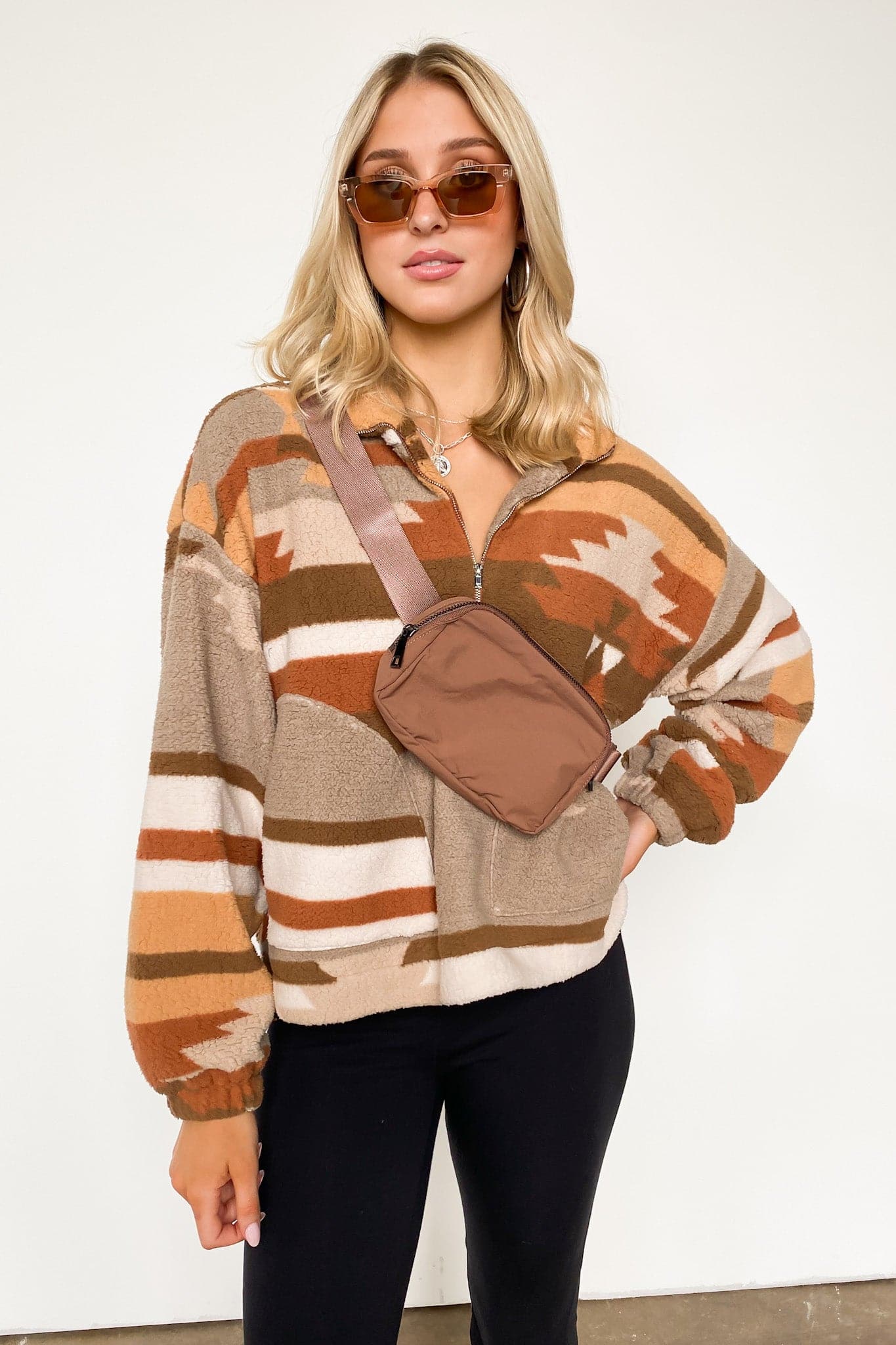  Loran Geo Print Brushed Fleece Pullover - FINAL SALE - Madison and Mallory