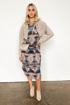  Montana Views Geo Print Long Sleeve Dress - FINAL SALE - Madison and Mallory