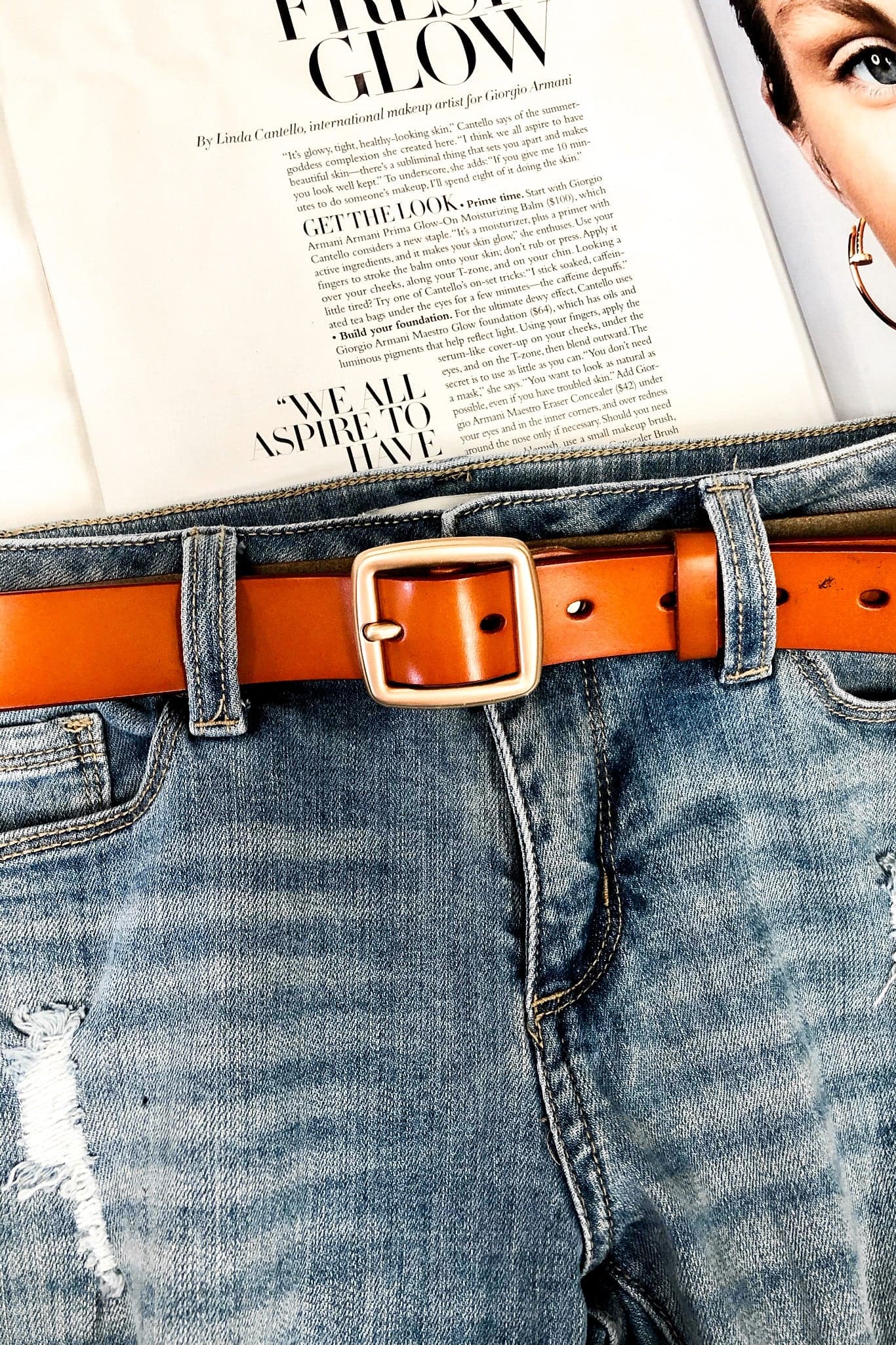 OS / Camel Carmichael Leather Buckle Belt - FINAL SALE - Madison and Mallory