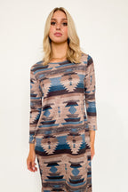  Montana Views Geo Print Long Sleeve Dress - FINAL SALE - Madison and Mallory