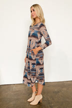  Montana Views Geo Print Long Sleeve Dress - FINAL SALE - Madison and Mallory