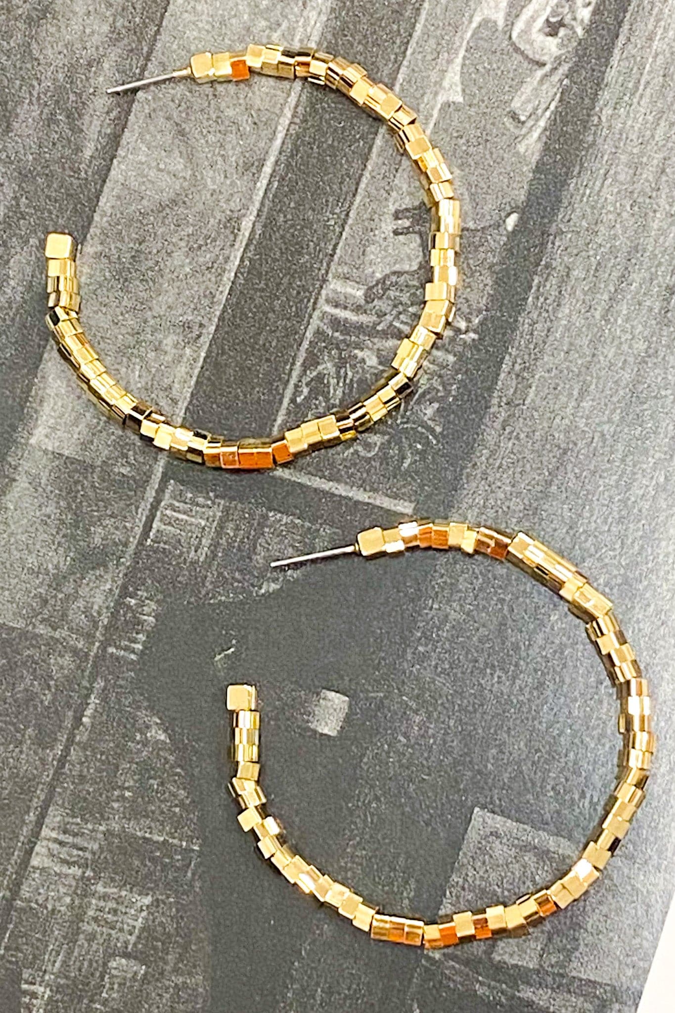 Gold Have Mercy Beaded Hoop Earrings - Madison and Mallory