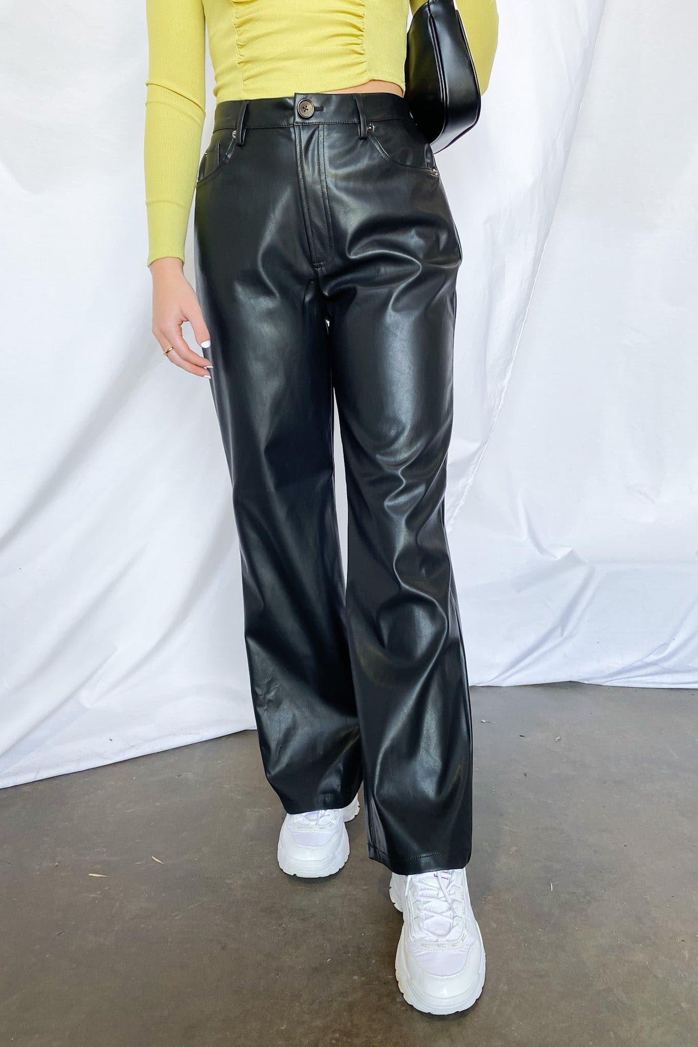 S / Black Sleek Style Wide Leg Faux Leather Pants - FINAL SALE - Madison and Mallory