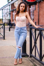  Fit for You Lace Shirred Cutout Bodysuit - FINAL SALE - Madison and Mallory