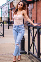  Fit for You Lace Shirred Cutout Bodysuit - FINAL SALE - Madison and Mallory