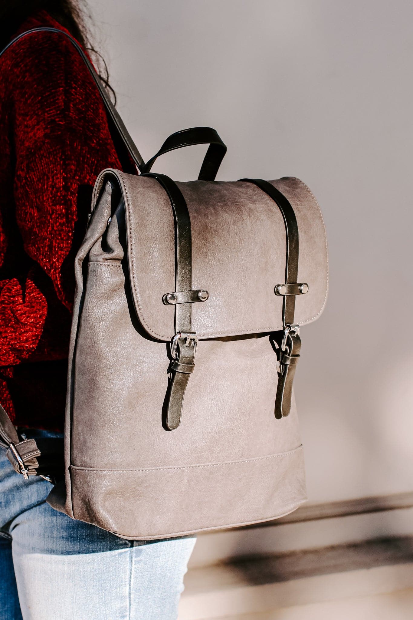 Gray Trend Ambassador Faux Leather Backpack - FINAL SALE - Madison and Mallory