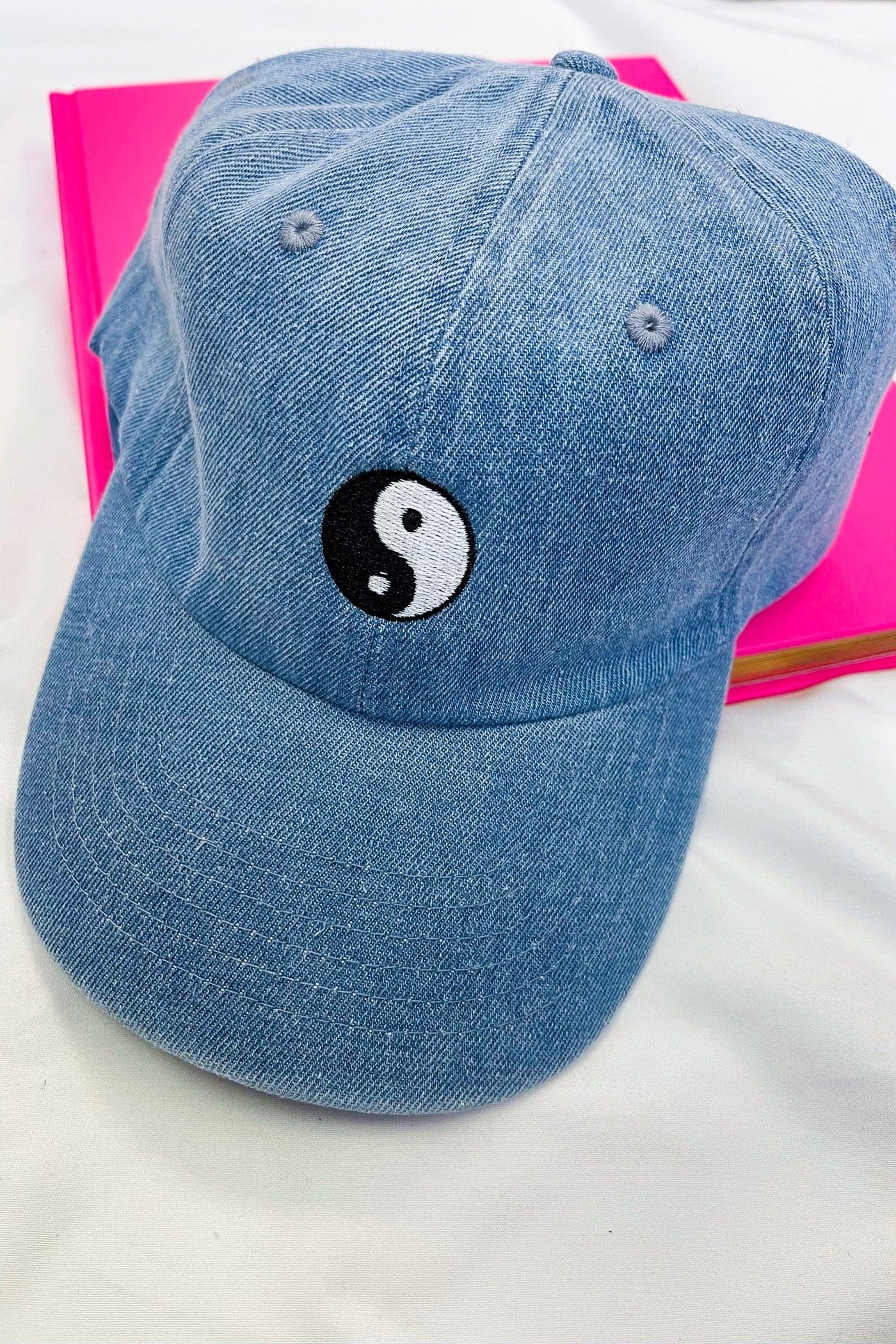 Light Denim Yin Yang Embroidered Dad Hat - FINAL SALE - Madison and Mallory