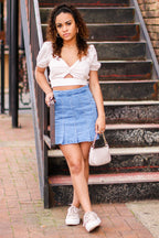  Aranza Pleated Denim Skirt - FINAL SALE - Madison and Mallory