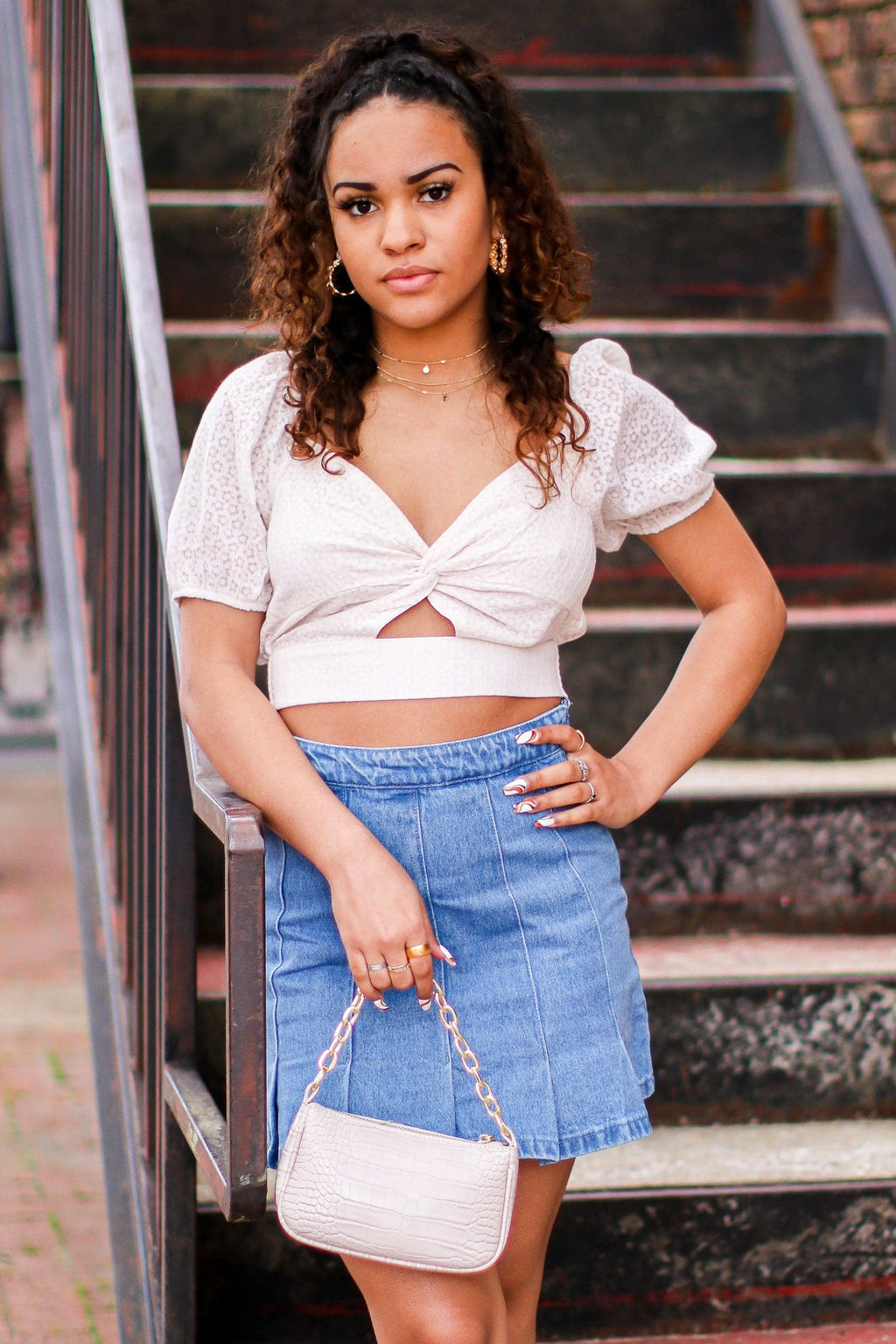  Aranza Pleated Denim Skirt - FINAL SALE - Madison and Mallory