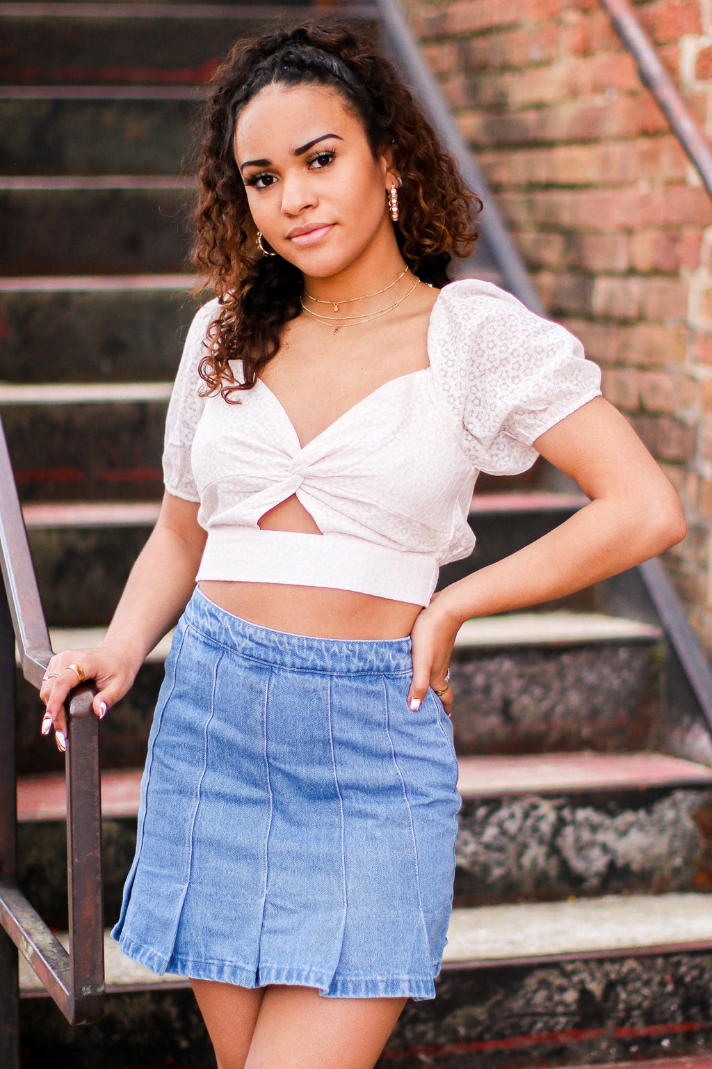  Aranza Pleated Denim Skirt - FINAL SALE - Madison and Mallory