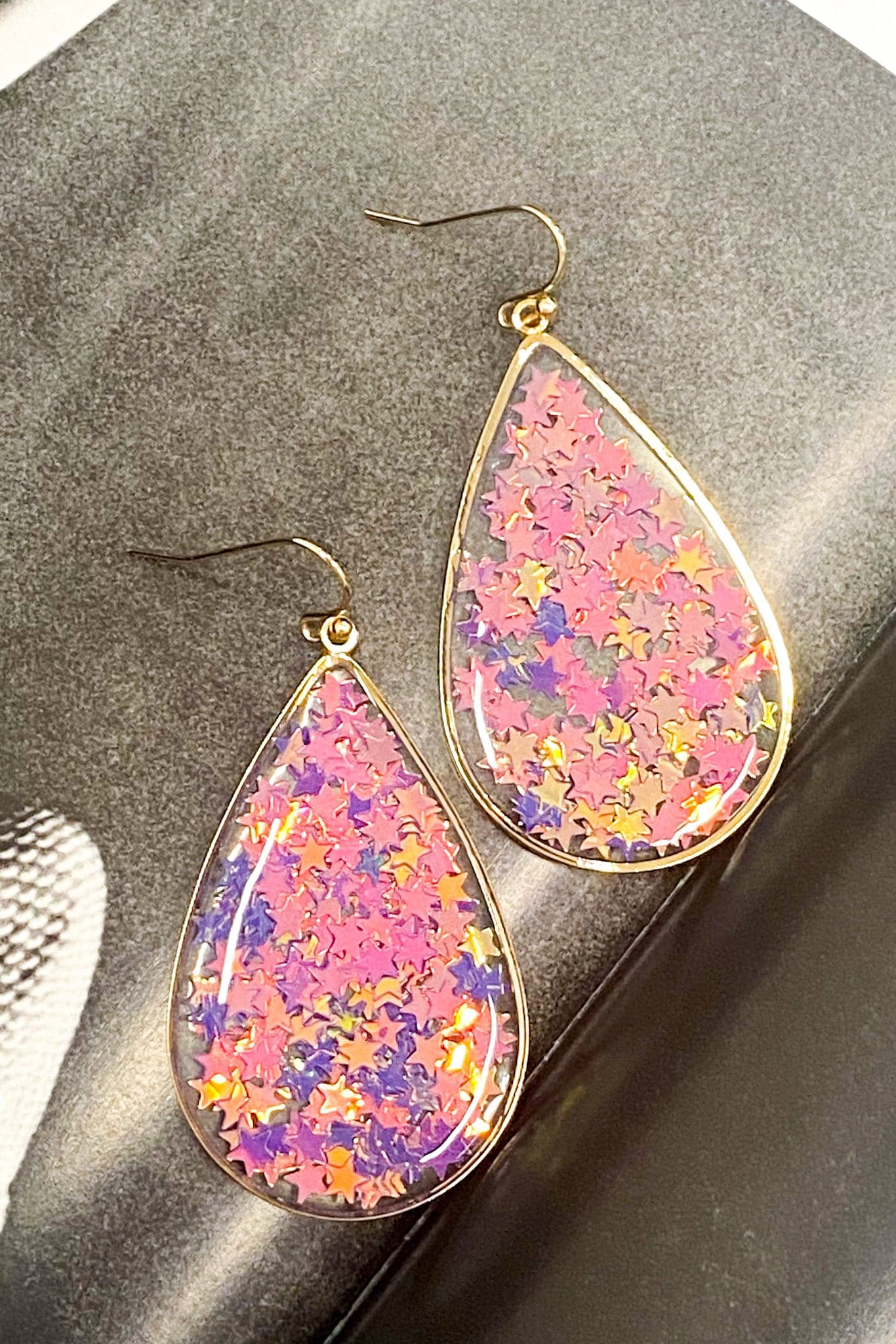 Purple Starry Eyed Glitter Drop Earrings - Madison and Mallory