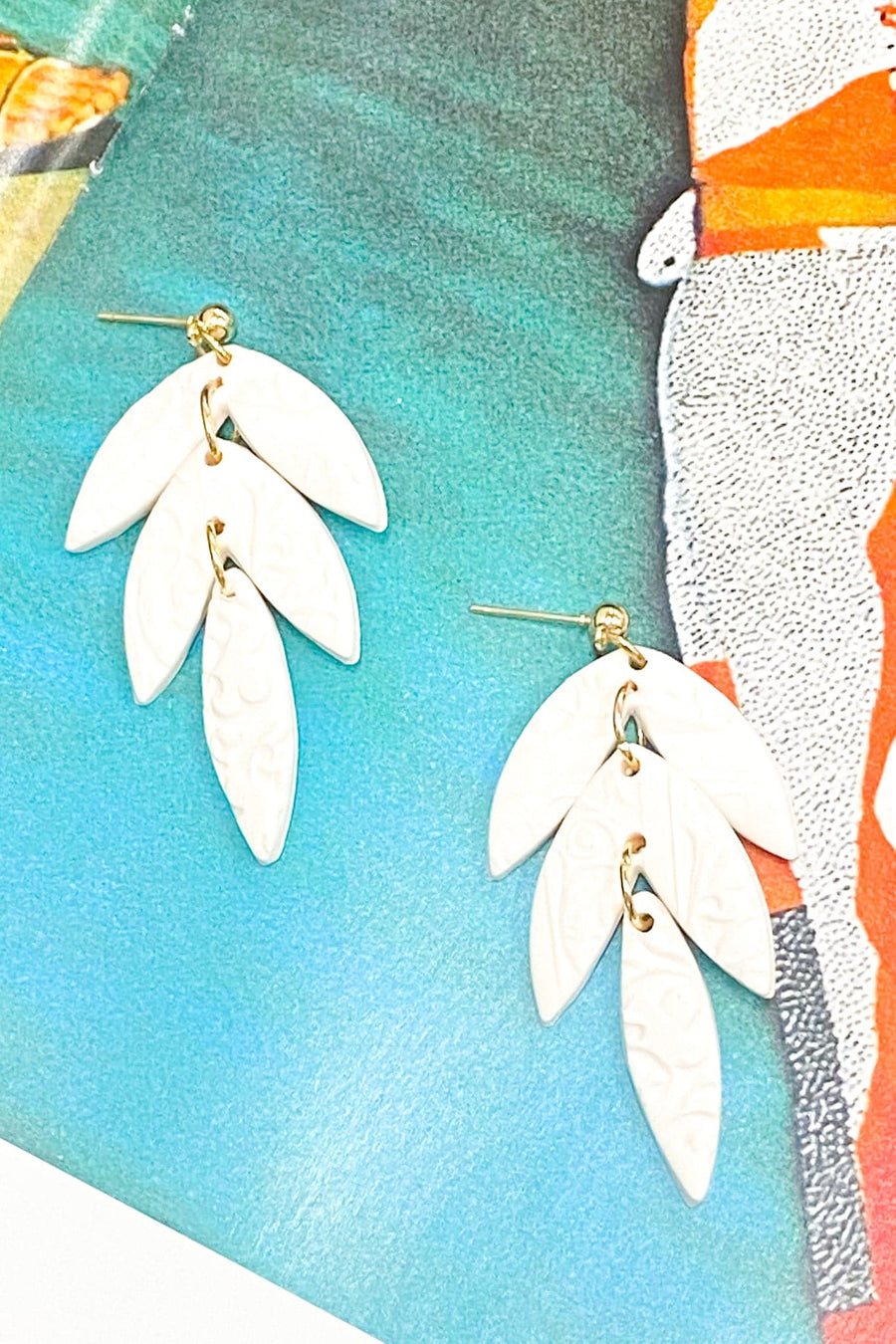 Baby Pink Leaf a Message Drop Earrings - Madison and Mallory