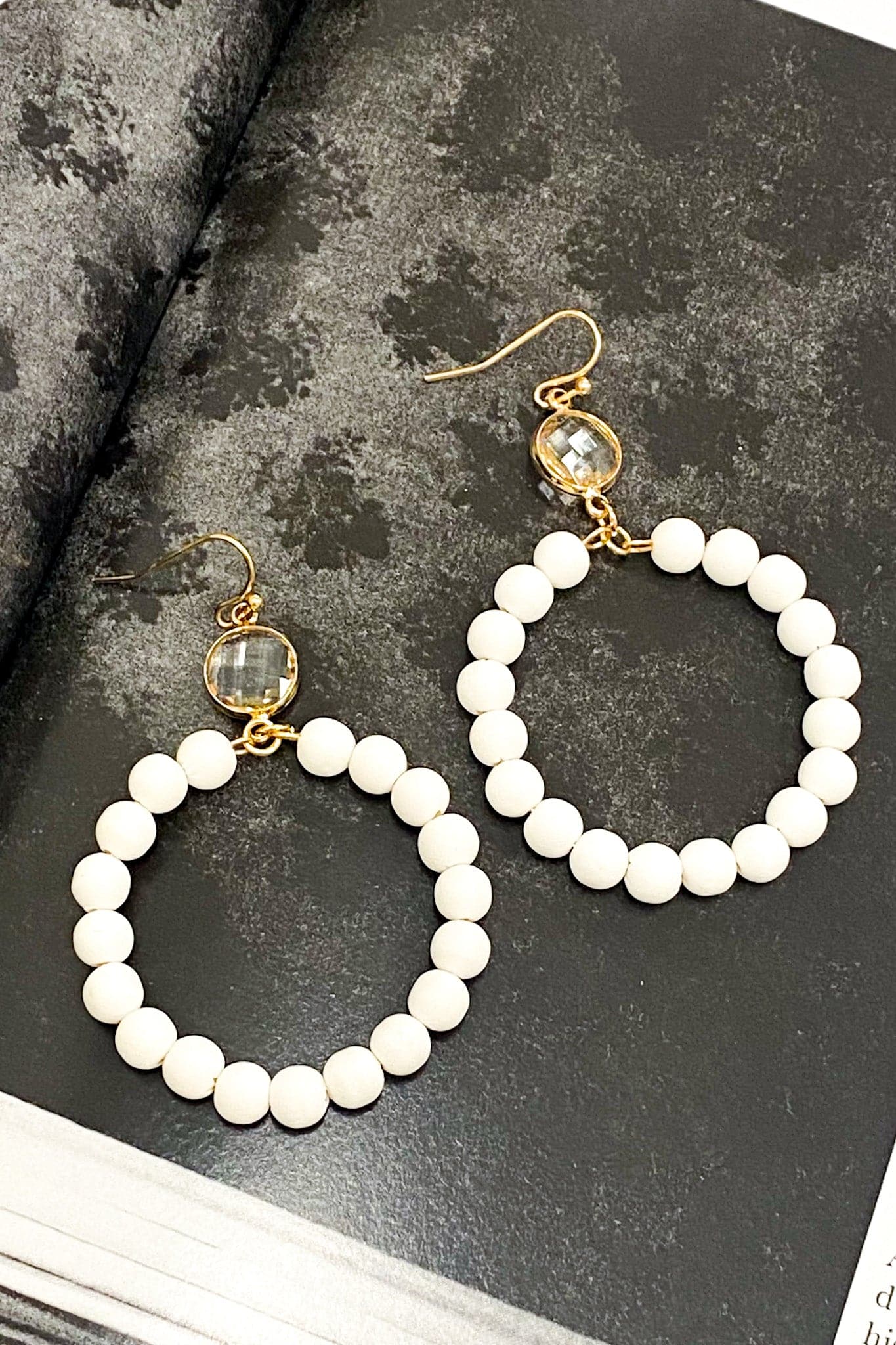 White Blessyn Beaded Drop Earrings - Madison and Mallory