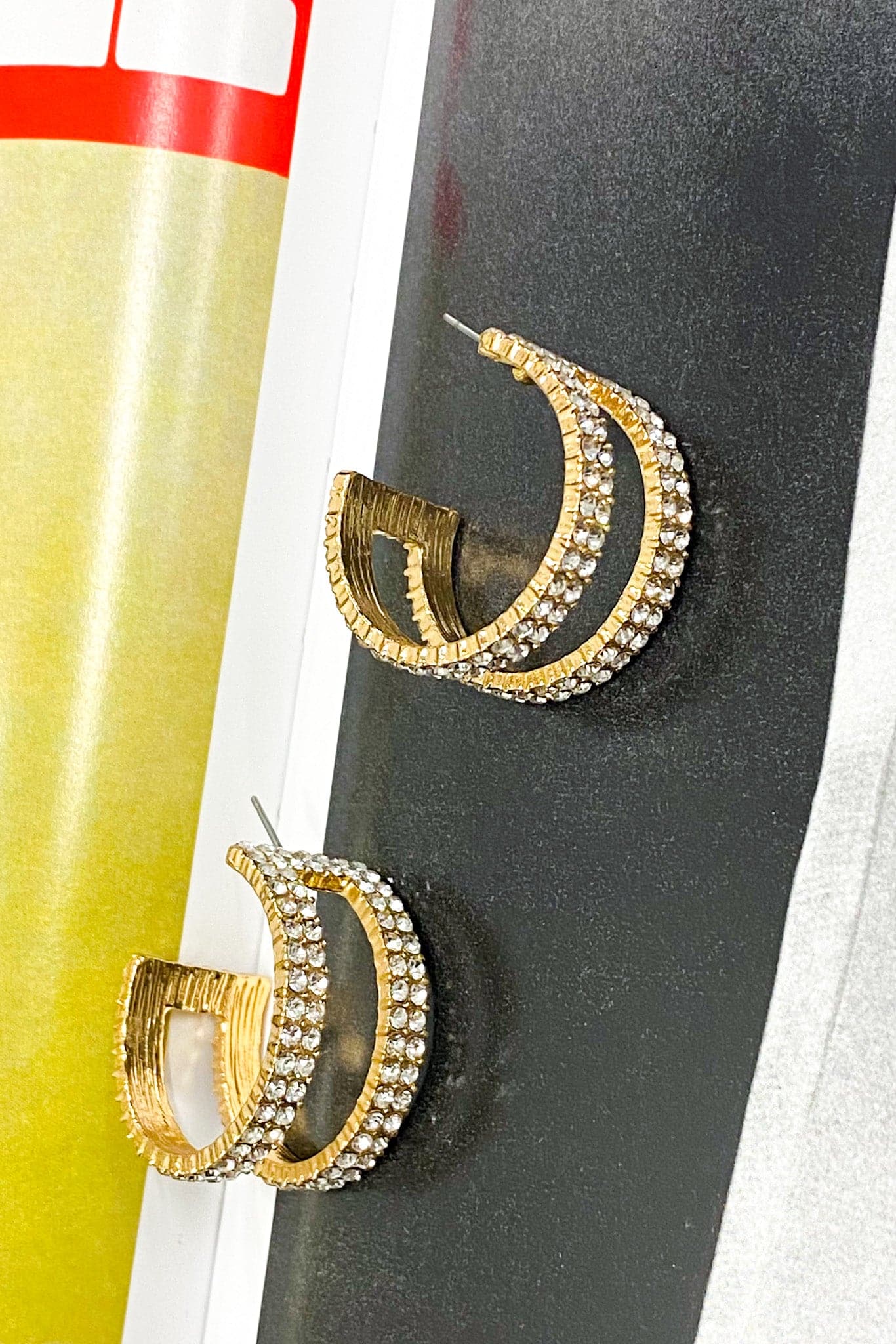 Gold Emoni Double Crystal Hoop Earrings - Madison and Mallory