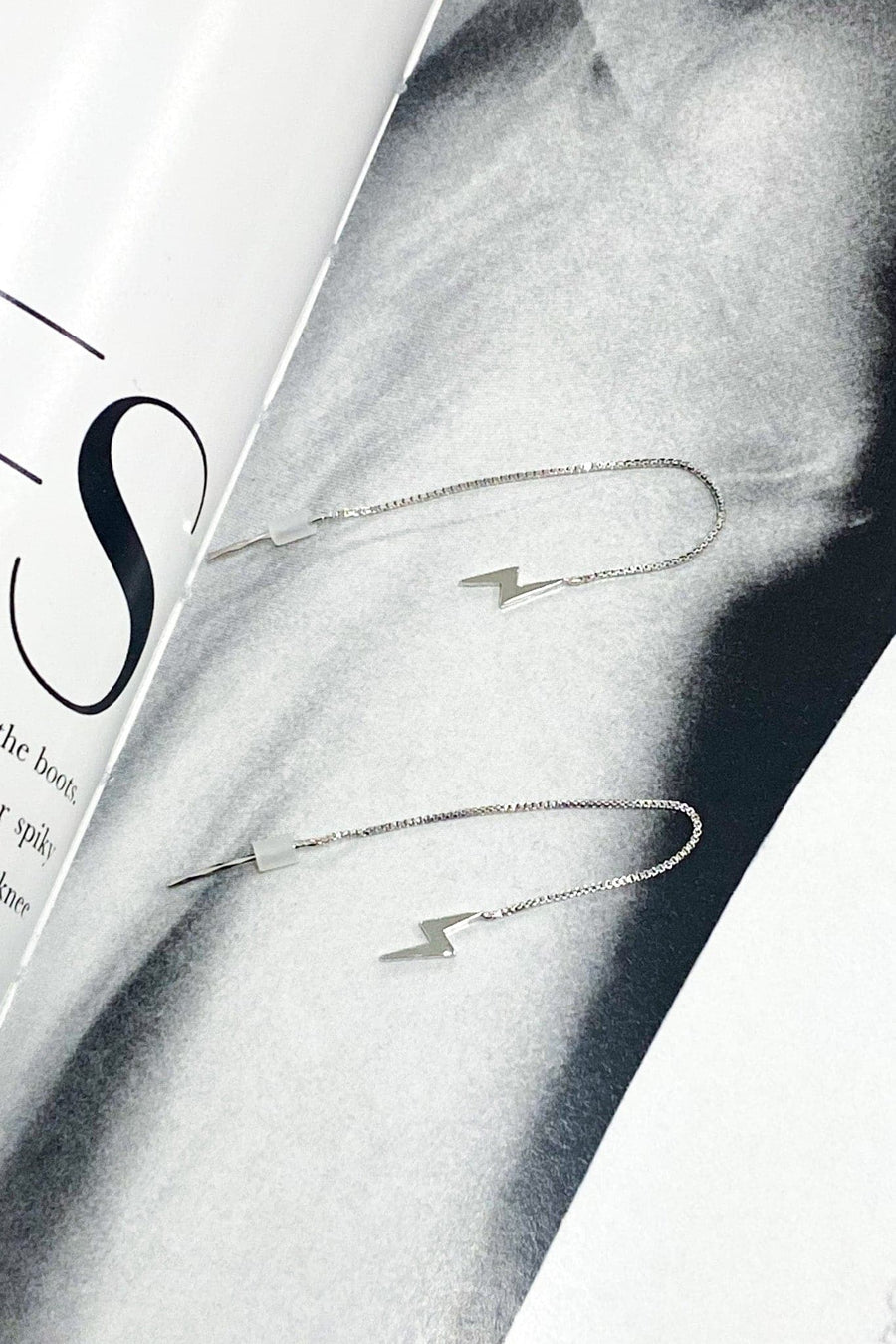 Silver Distint Instincts Lightning Bolt Chain Drop Earrings - Madison and Mallory