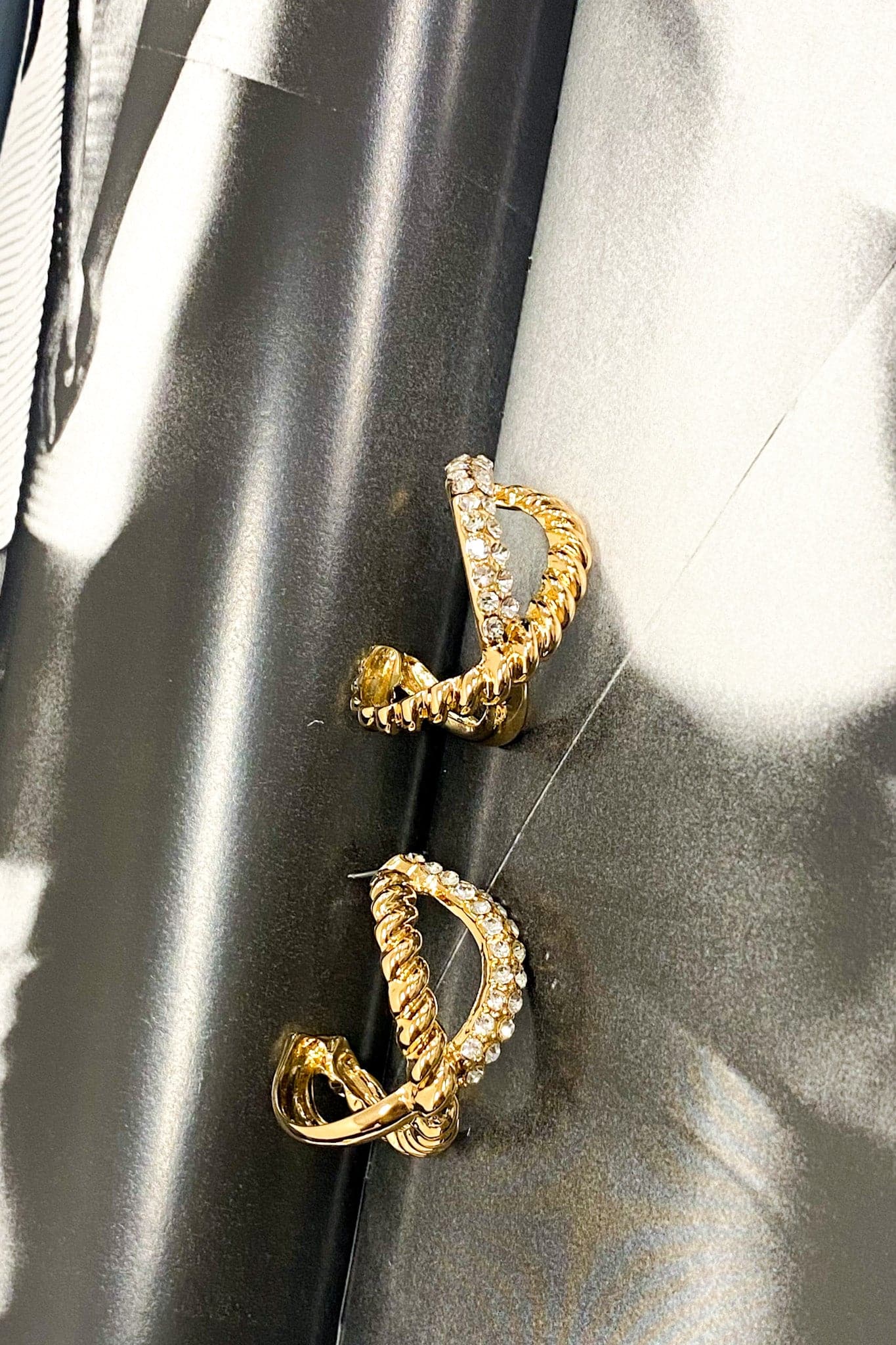 Gold Without Equal Crystal Twist Hoop Earrings - Madison and Mallory