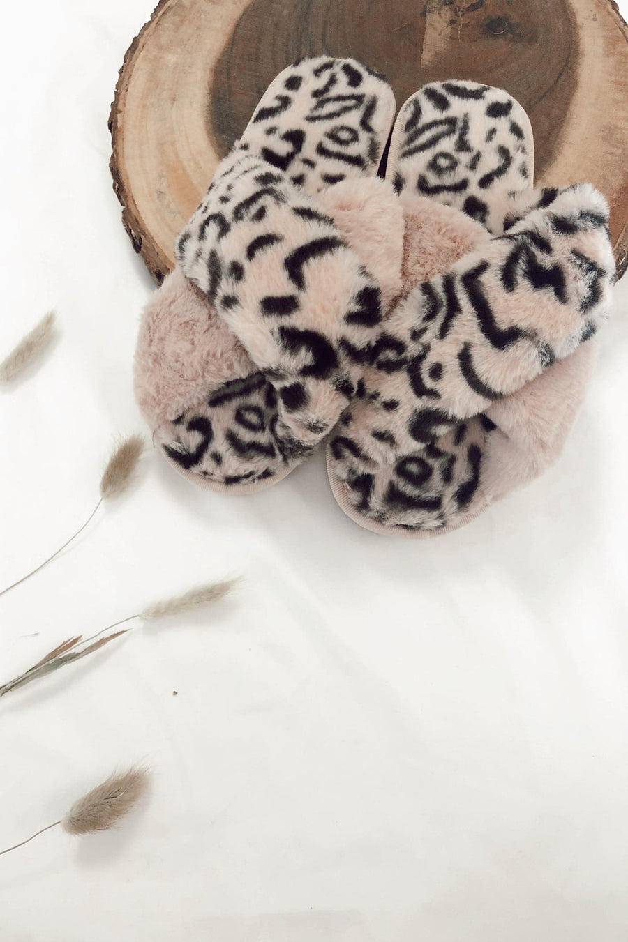 Pink / S/M Namastae in Bed Animal Print Criss Cross Slippers - FINAL SALE - Madison and Mallory
