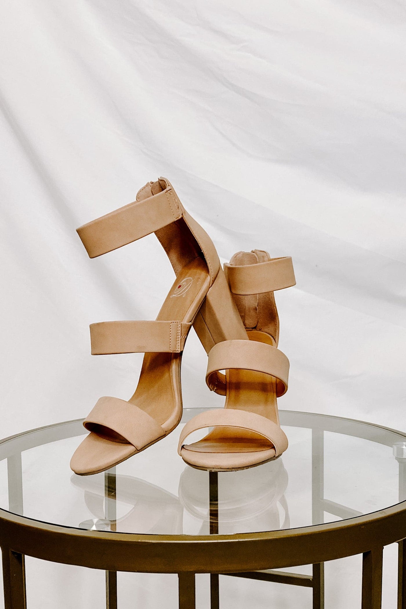 Nude / 5.5 Apolline Faux Leather Strappy Heels - FINAL SALE - Madison and Mallory