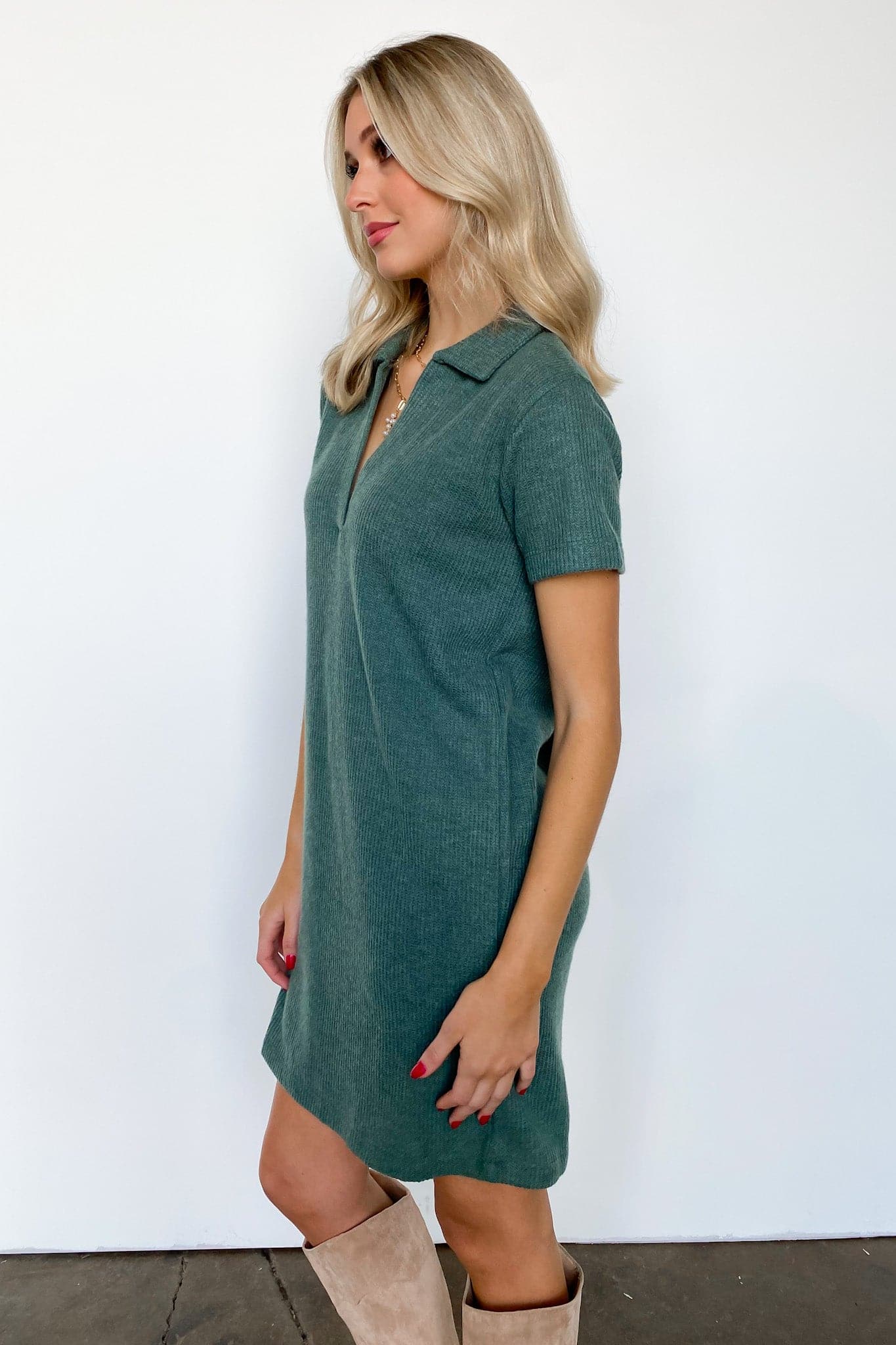  Kind Hearted V-Neck Collared Dress - FINAL SALE - Madison and Mallory