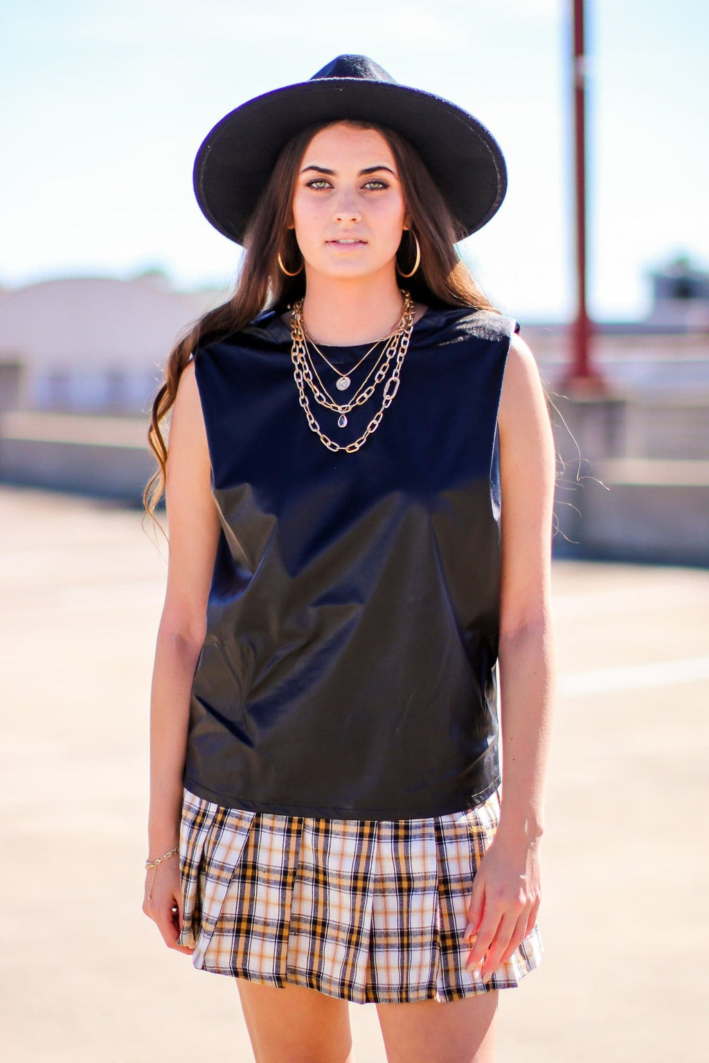  Lowri Vegan Leather Muscle Tank Top -  FINAL SALE - Madison and Mallory