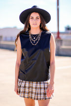  Lowri Vegan Leather Muscle Tank Top -  FINAL SALE - Madison and Mallory