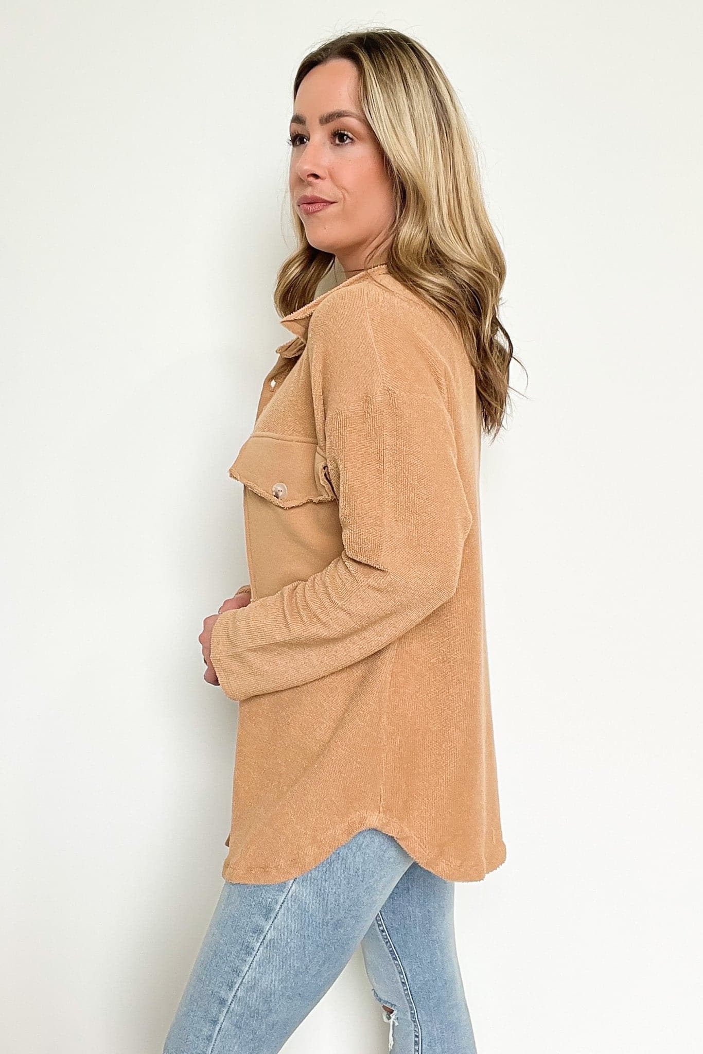  Staple Style Raw Edge Relaxed Fit Shacket - FINAL SALE - Madison and Mallory