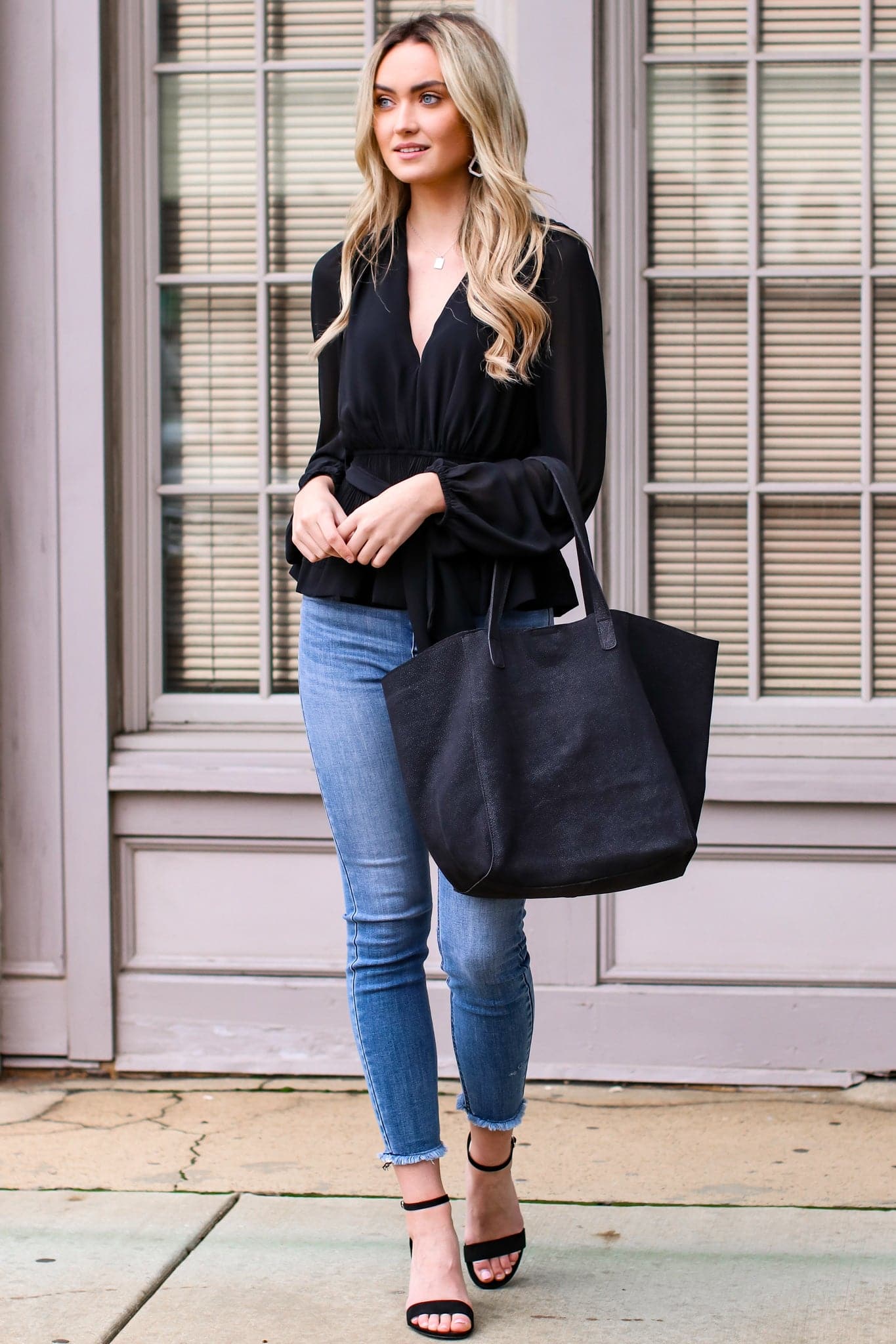  Drawing Attention Leather Shopper Bag - FINAL SALE - Madison and Mallory