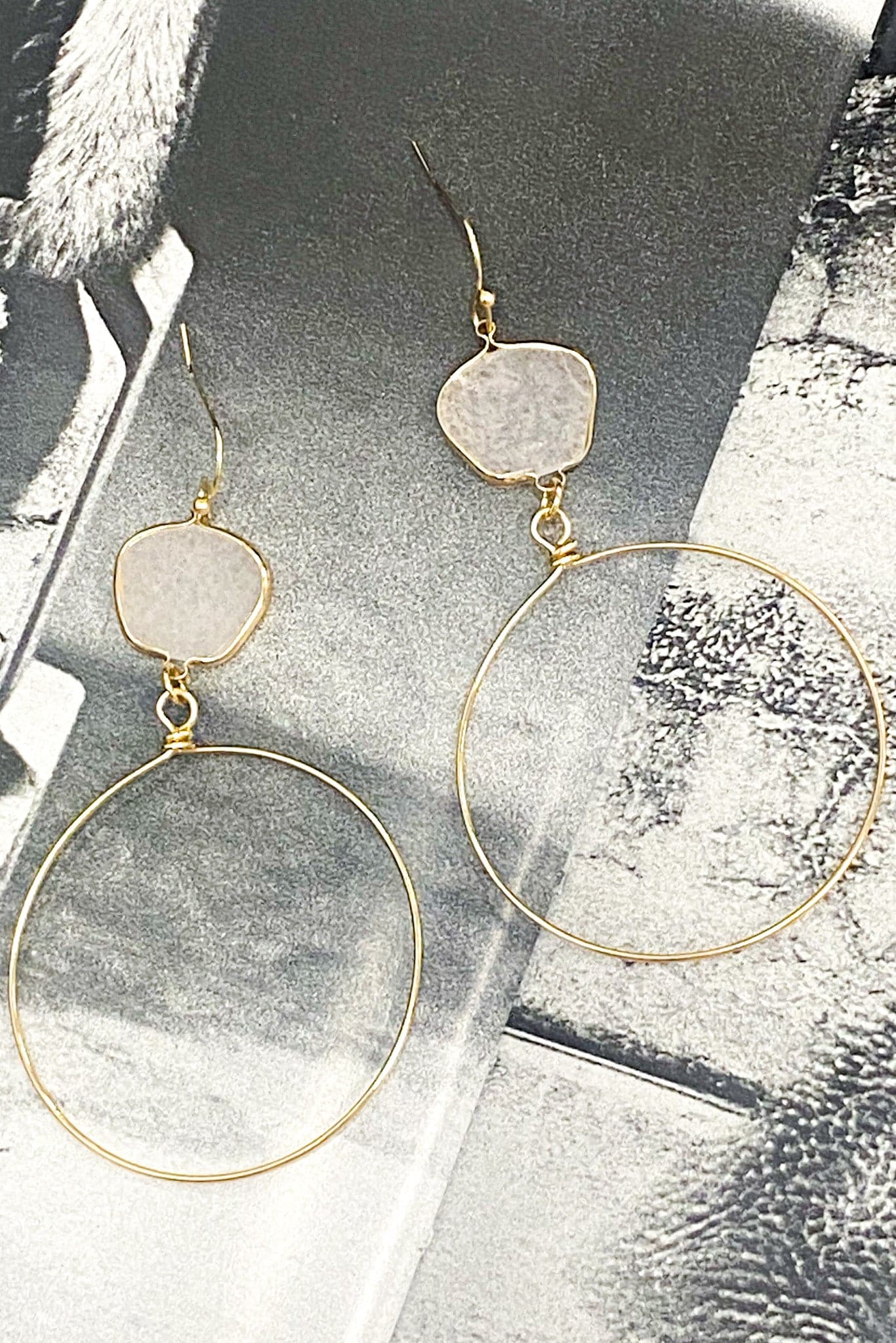 Natural Impressions of Love Stone Accent Drop Circle Earrings - Madison and Mallory