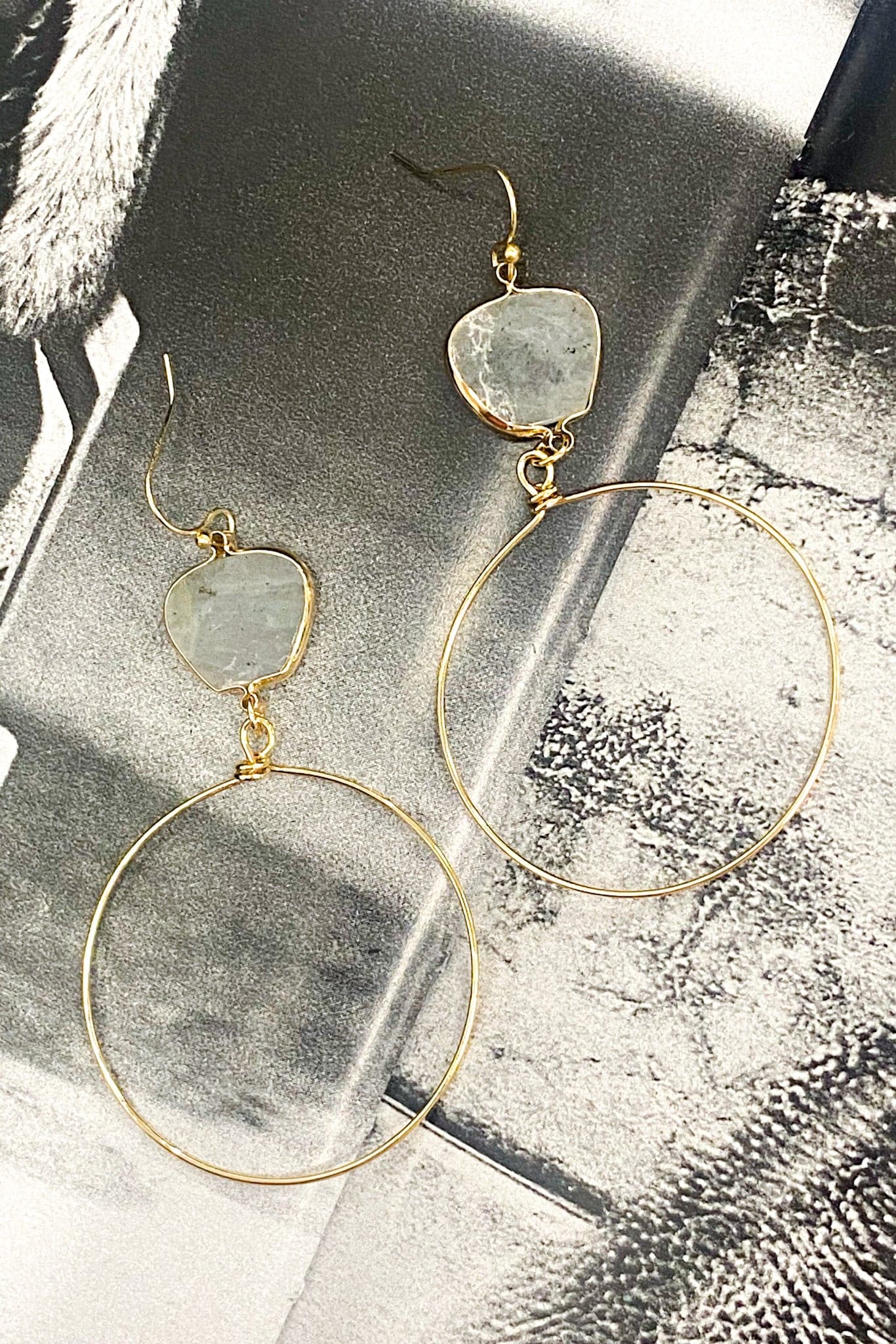 Gray Impressions of Love Stone Accent Drop Circle Earrings - Madison and Mallory