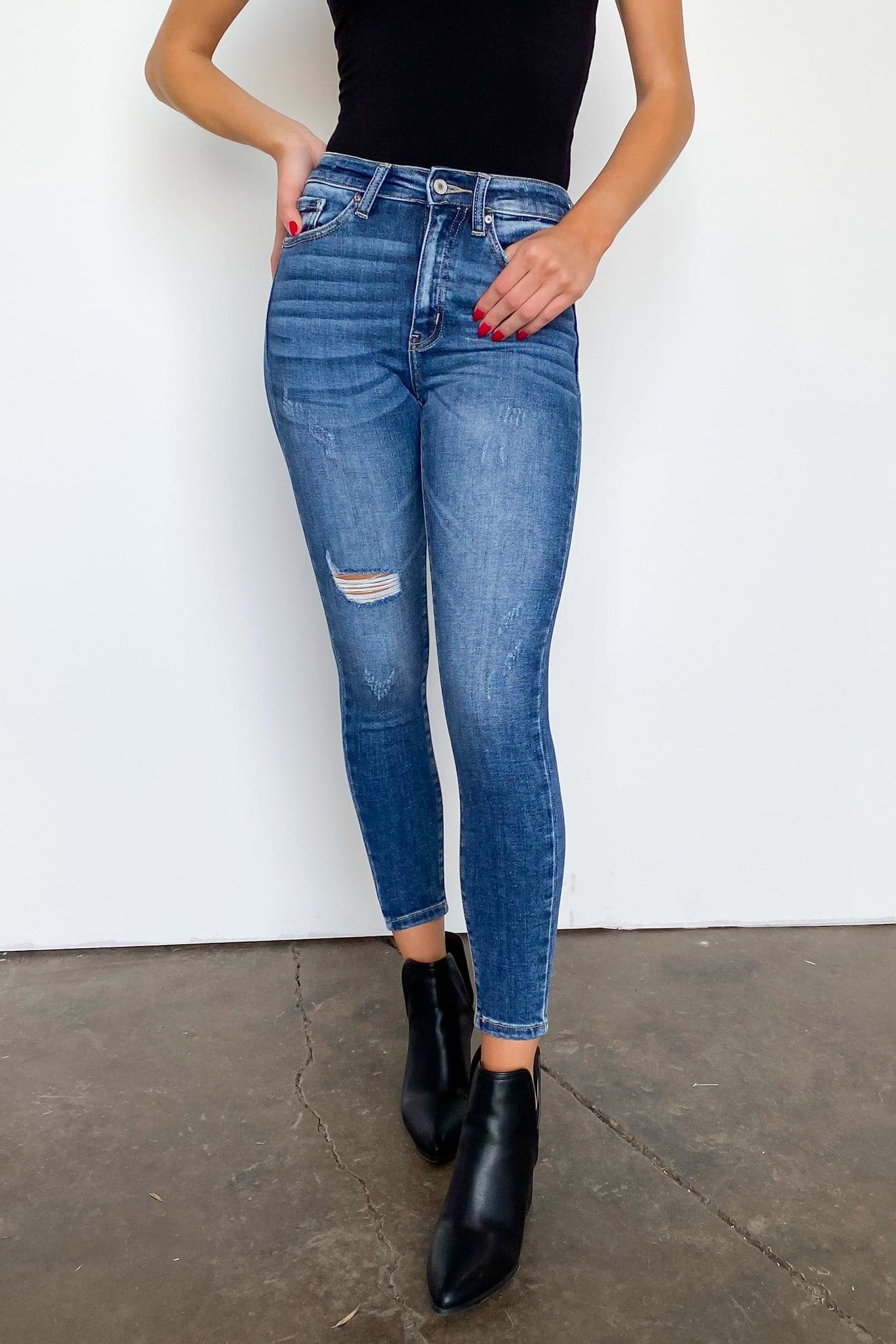  Braelynn High Rise Distressed Skinny Jeans - Madison and Mallory