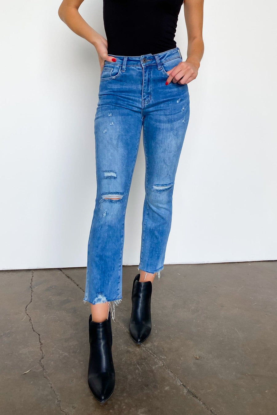 1 / Medium Calder High Rise Vintage Washed Straight Jeans - FINAL SALE - Madison and Mallory