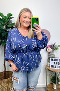 S / Blue Relaxing Getaway Elastic Waist Top - FINAL SALE - Madison and Mallory