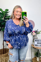 S / Blue Relaxing Getaway Elastic Waist Top - FINAL SALE - Madison and Mallory