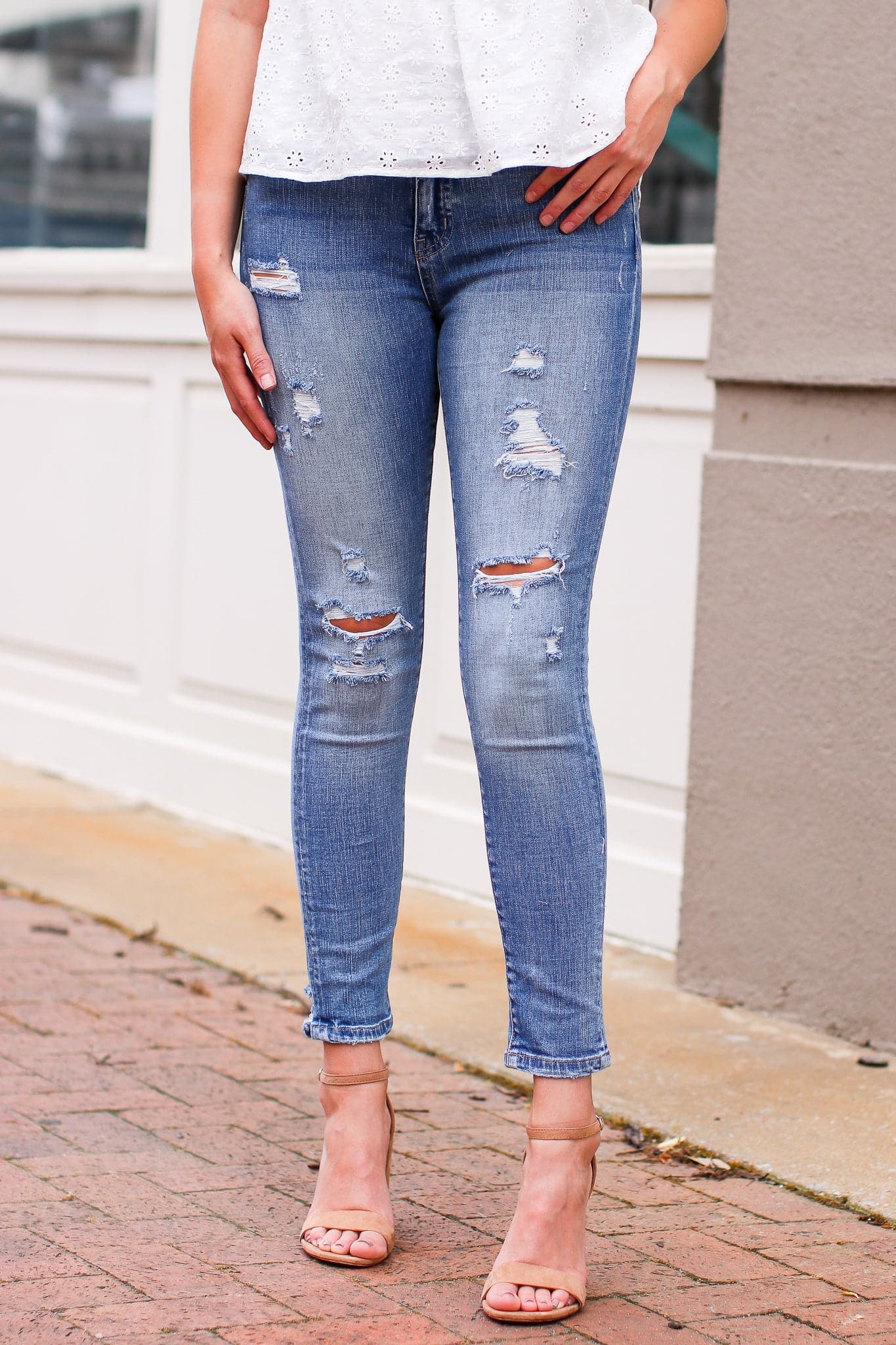 1/25 / Medium Love Someone High Rise Distressed Skinny Jeans - FINAL SALE - Madison and Mallory