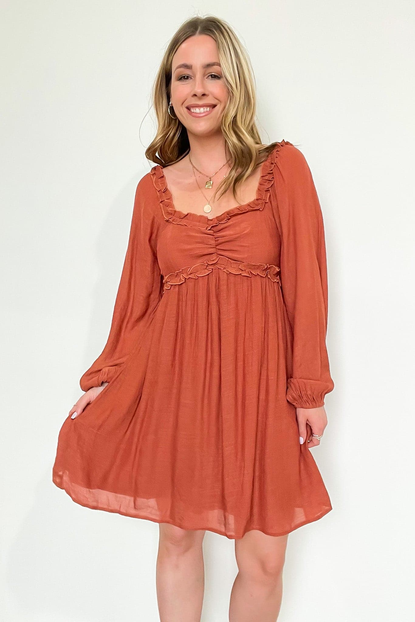 Rust / S Sayyna Ruffled Sweetheart Dress - BACK IN STOCK - Madison and Mallory