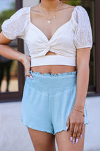 S / Turquoise Divya Smocked Waist Flowy Shorts - FINAL SALE - Madison and Mallory