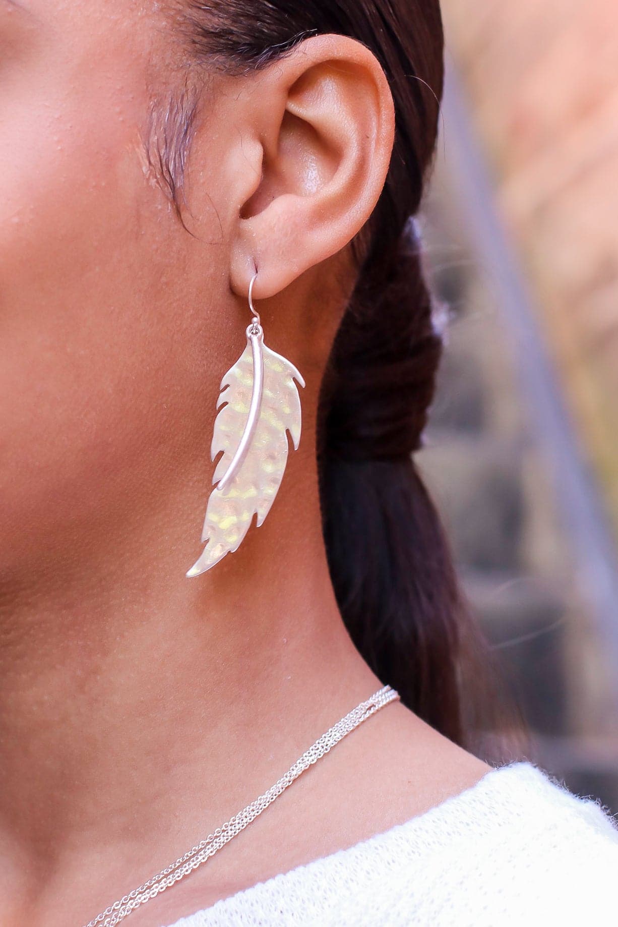 Silver Valletta Feather Drop Earrings - Madison and Mallory