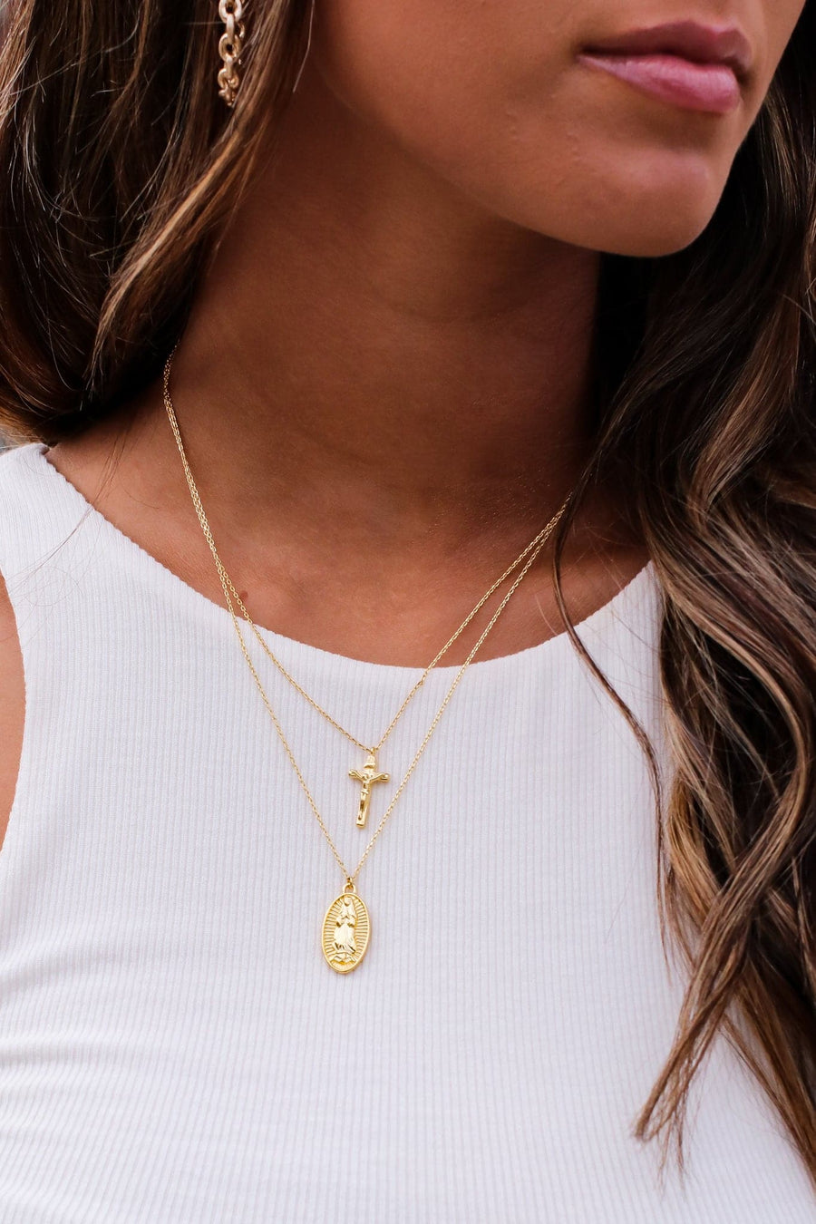 Gold Carolla Cross Layered Necklace - FINAL SALE - Madison and Mallory