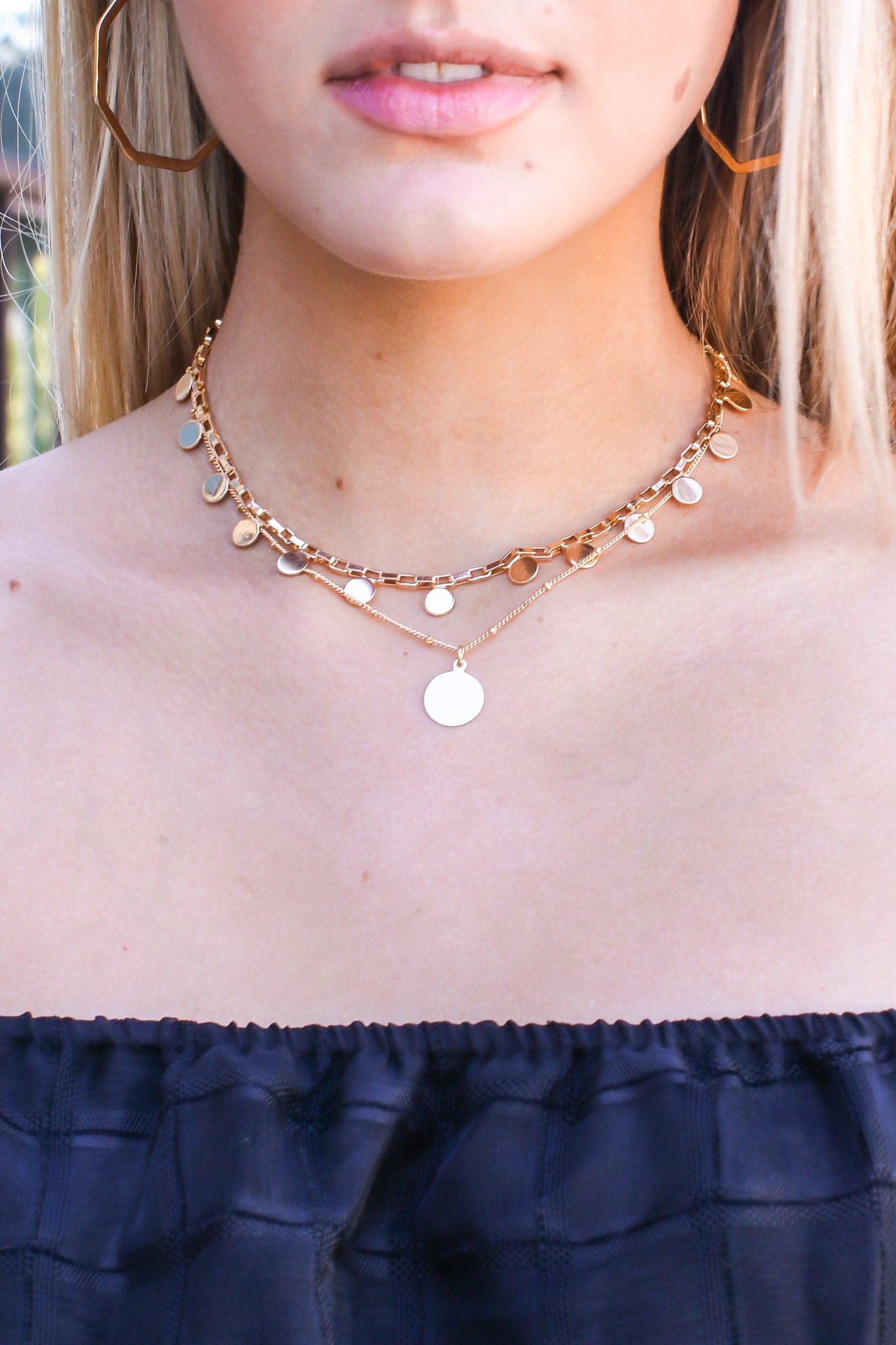 Gold Here to There Coin Layered Necklace - Madison and Mallory