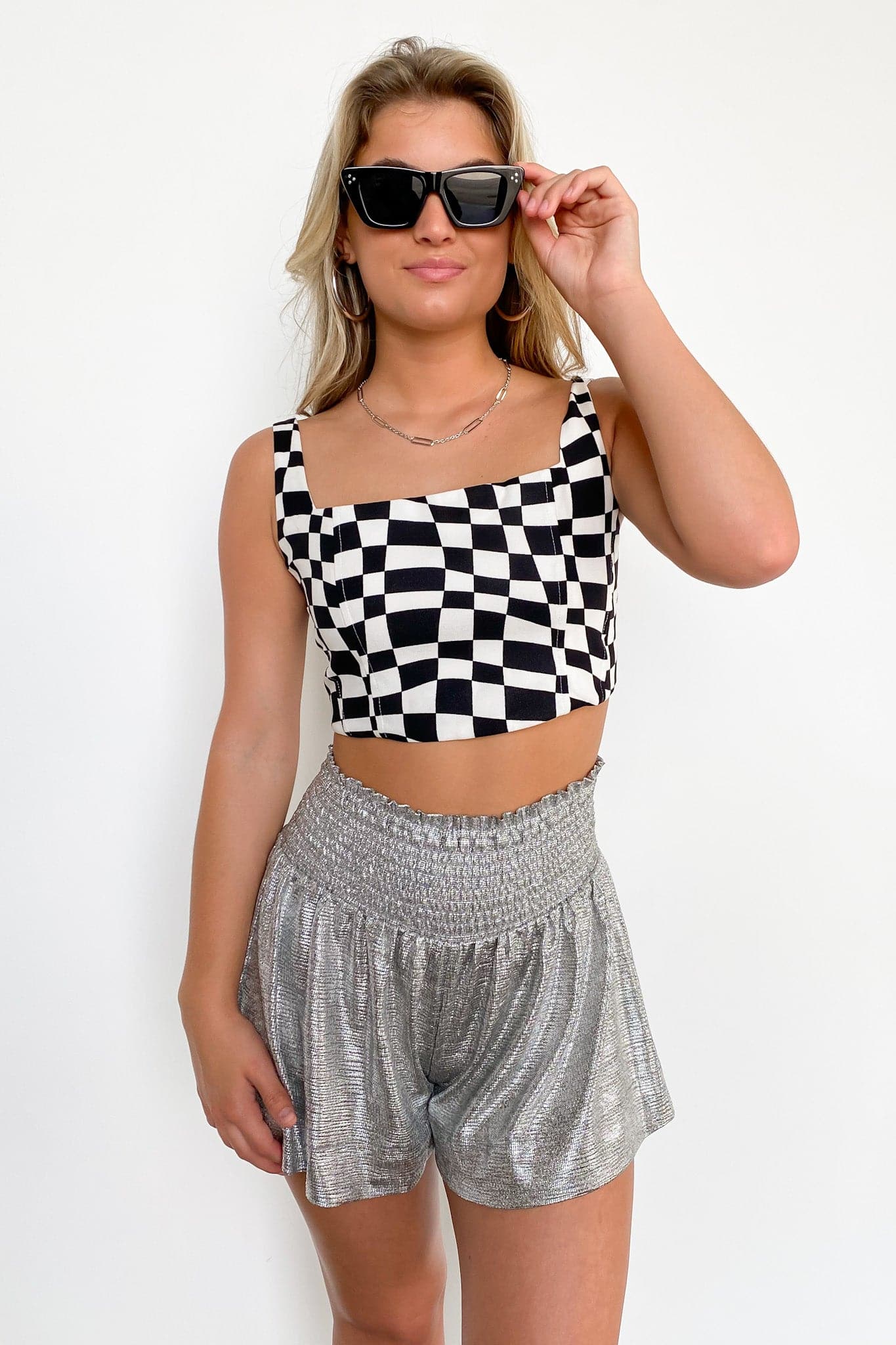  Illusions Checkered Print Tank Top - FINAL SALE - Madison and Mallory