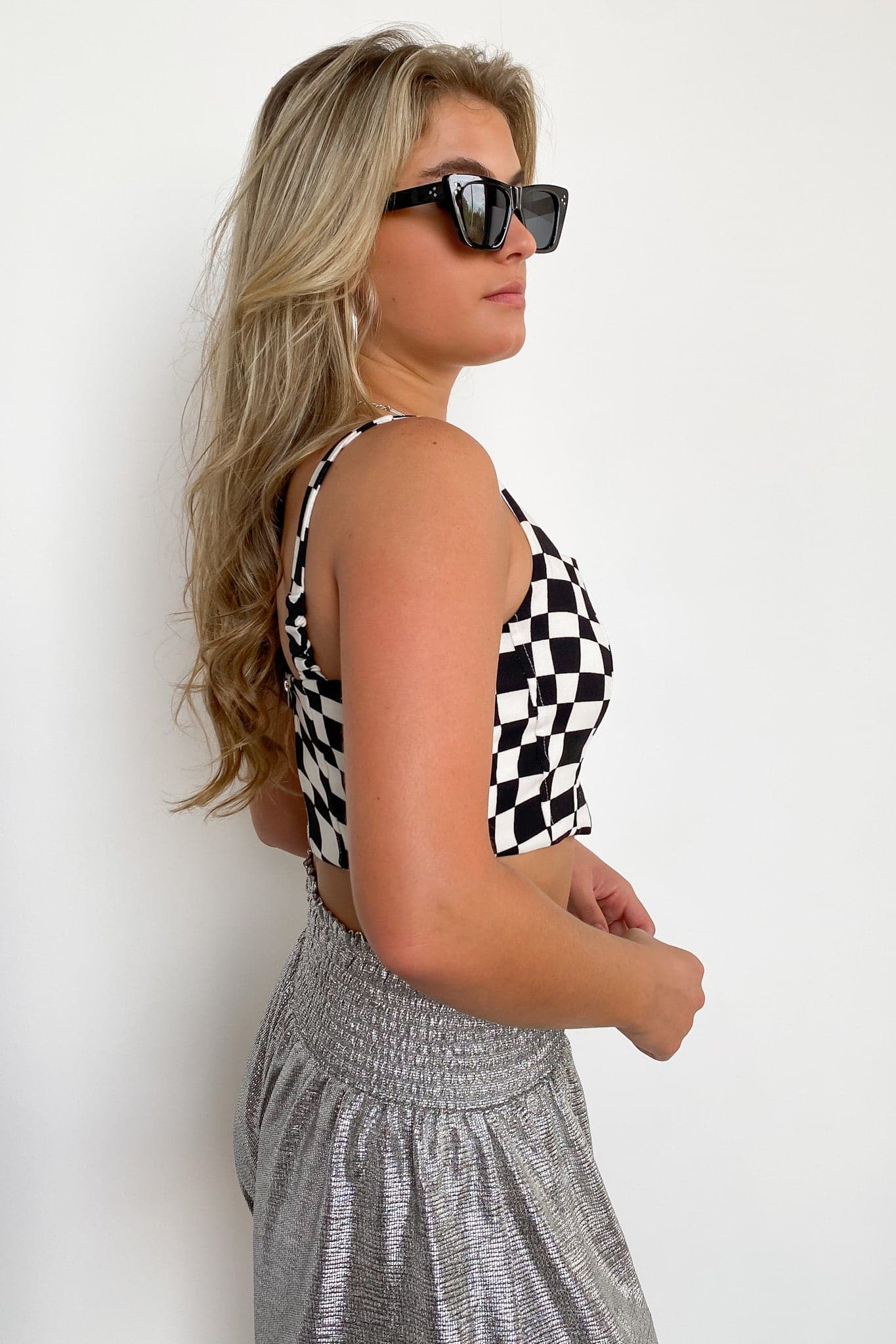  Illusions Checkered Print Tank Top - FINAL SALE - Madison and Mallory